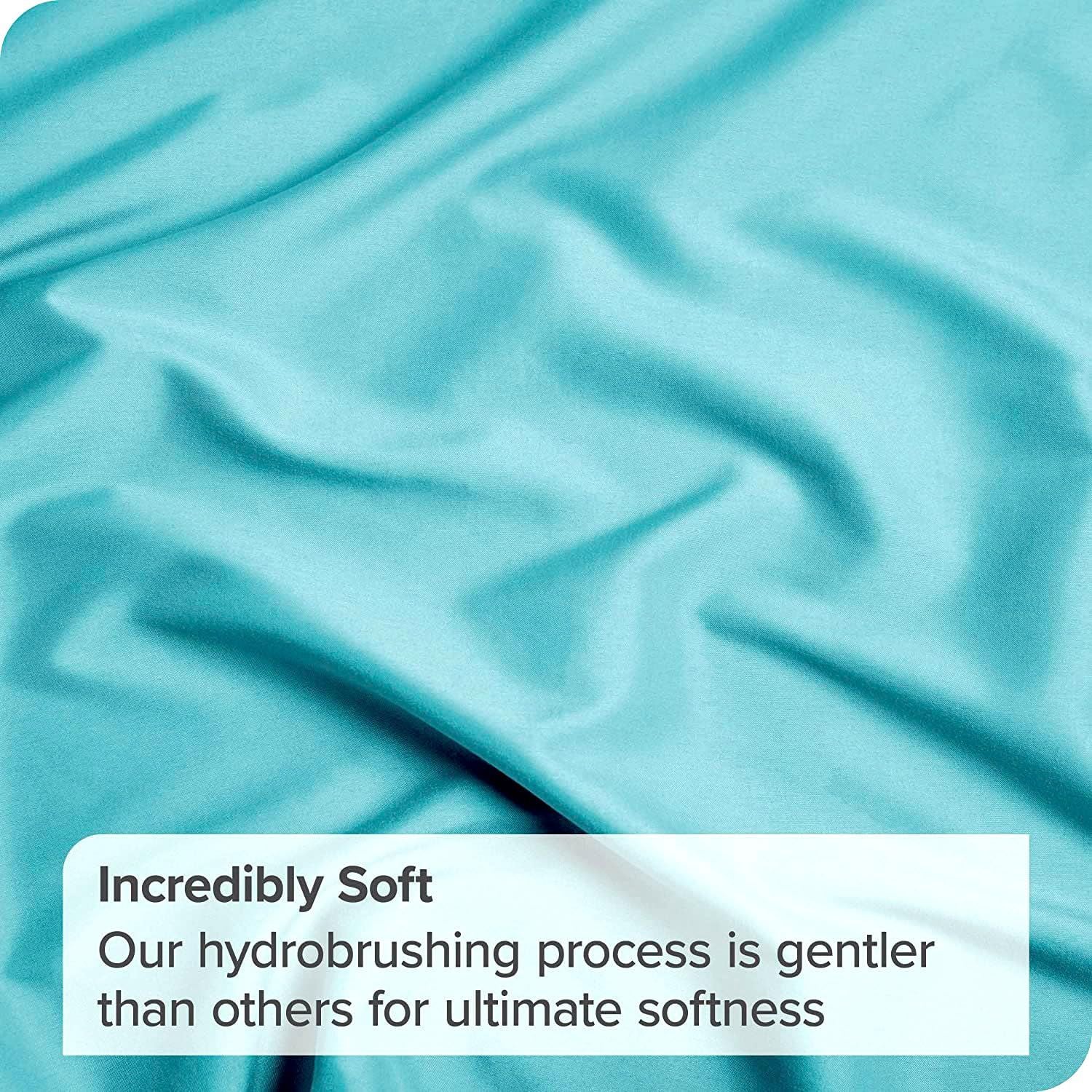 3 Piece Fitted Sheet Set- Fitted Sheet & Pillowcases -Breathable Bedding - Wrinkle, Fade, Stain Resistant- 40cm Deep Pocket Fitted Bed Sheet Set(Ice blue,King)