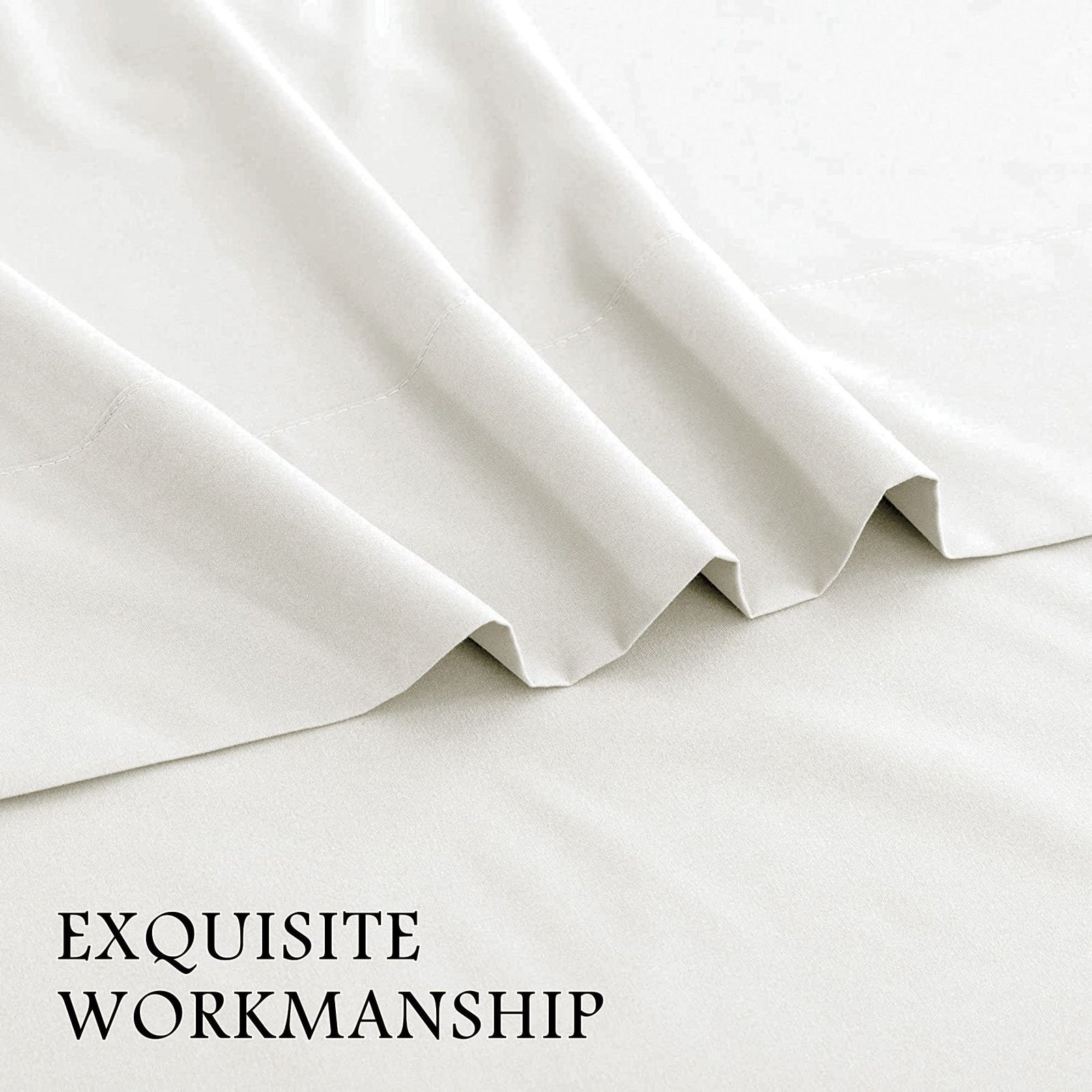 3 Piece Bed Sheet Set- Bedding Sheets & Pillowcases -Breathable Bedding - Wrinkle, Fade, Stain Resistant-Deep Pocket Flat Fitted Bed Sheet Set(Raw white,King Single)