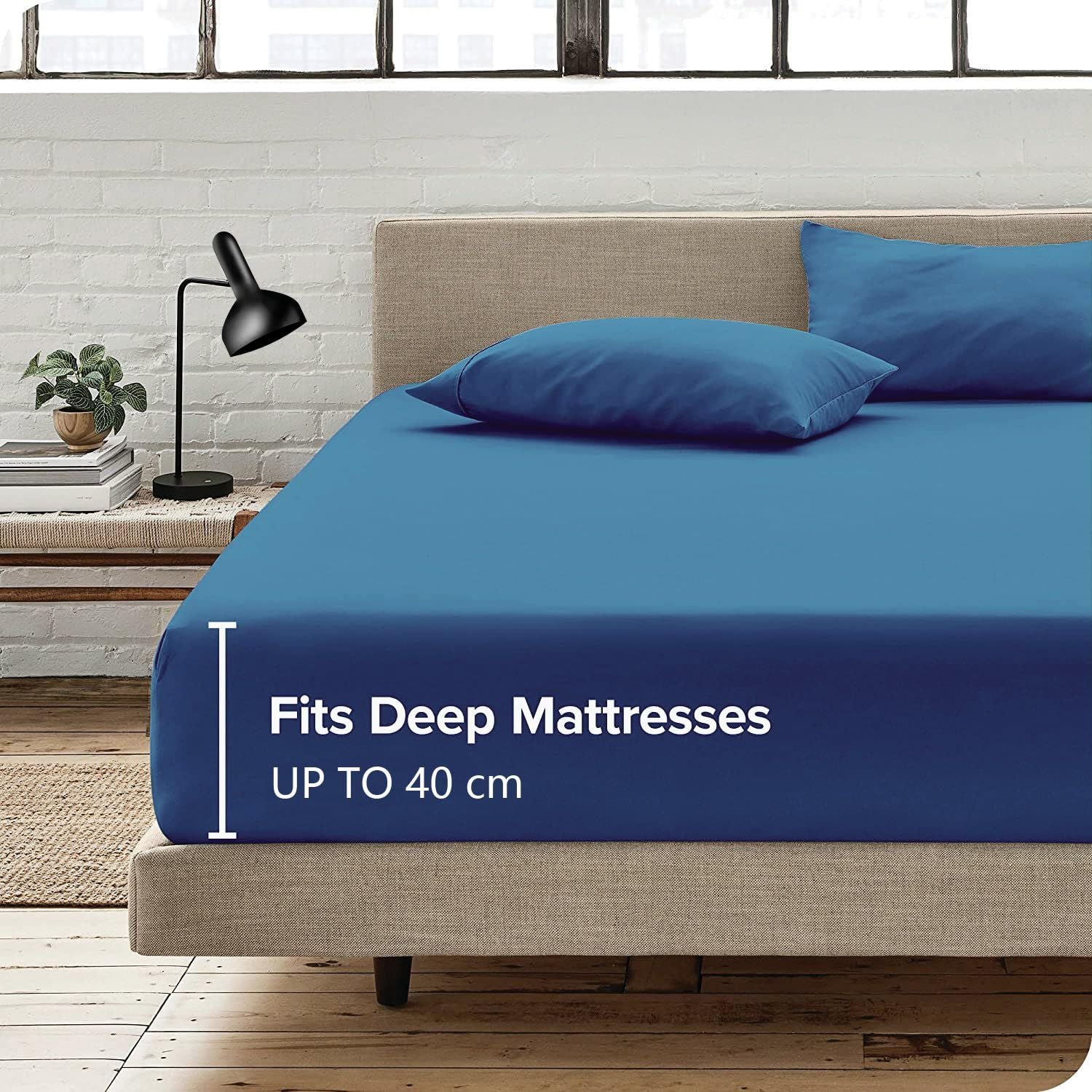 Hotel Quality Fitted Sheet - 1 Piece Fitted Sheet -Breathable Bedding - Wrinkle, Fade, Stain Resistant- 16inch/40cm Deep Pocket Fitted Bed Sheet-Wrinkle and Fade Resistant,(Ocean,King Single)