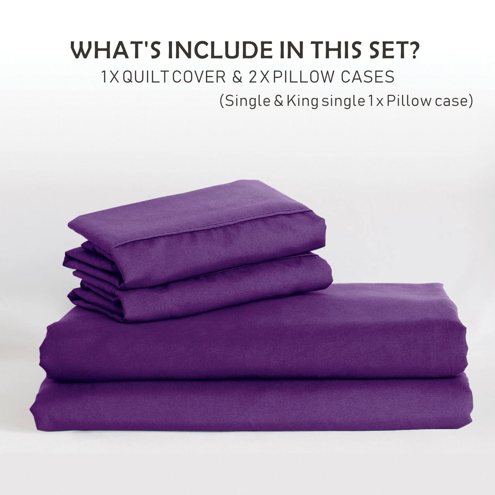 3 Piece Hotel Soft Microfiber Quilt Cover Set-2000TC Duvet/Donna Cover Set & Pillowcases -1 Quilt Cover Zipper Closure & 1 x Pillowcases-Breathable Bedding - Wrinkle, Fade, Stain Resistant(Purple,Queen)