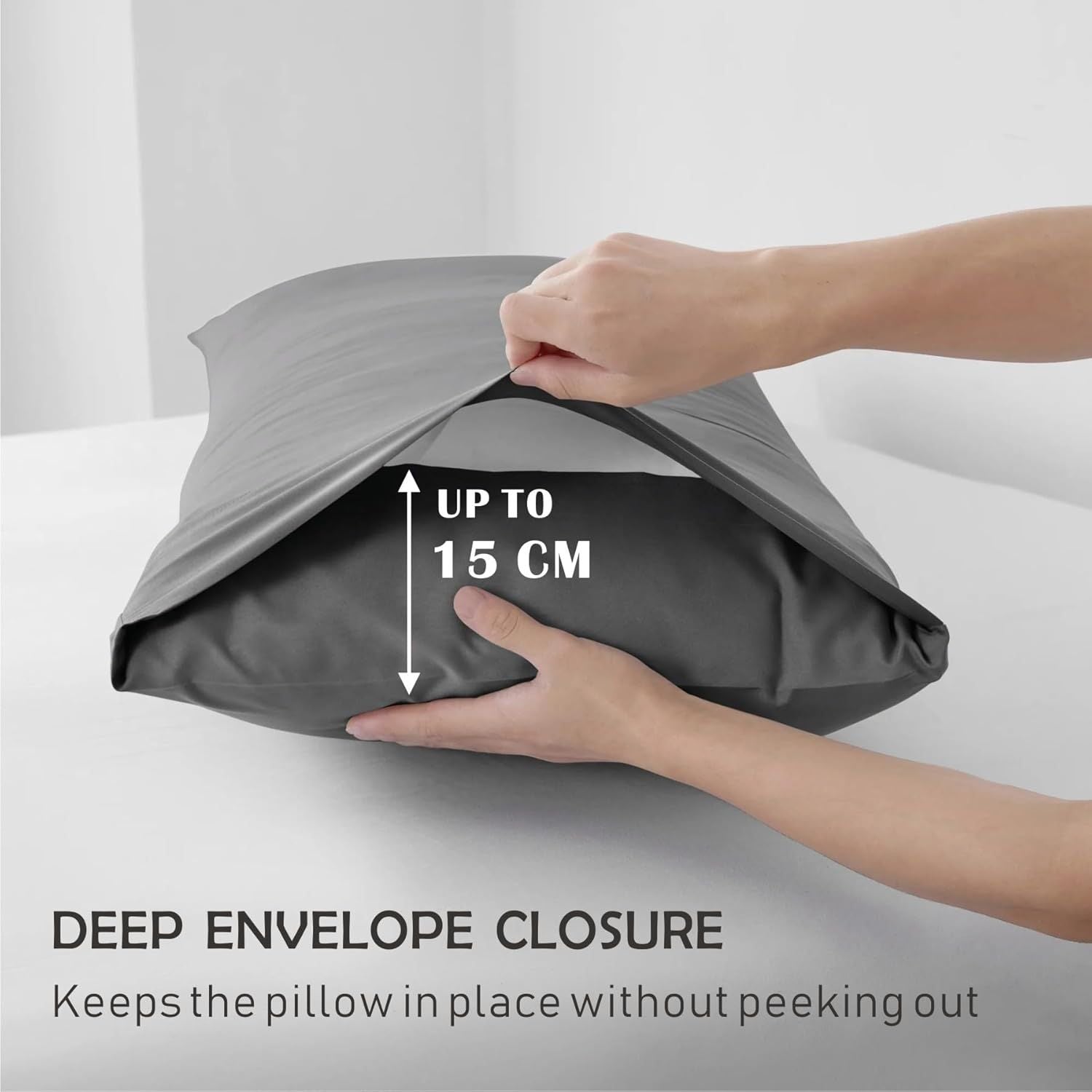 3 Piece Fitted Sheet Set- Fitted Sheet & Pillowcases -Breathable Bedding - Wrinkle, Fade, Stain Resistant- 40cm Deep Pocket Fitted Bed Sheet Set(Grey,Queen)