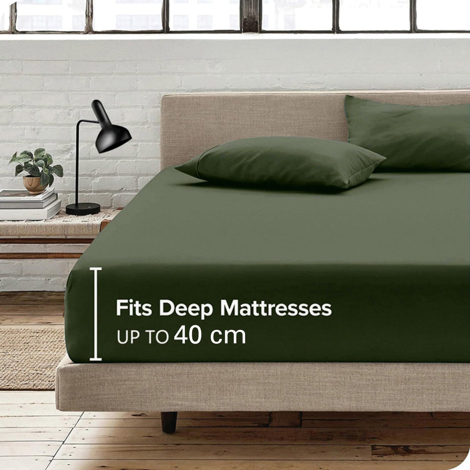 Hotel Quality Fitted Sheet - 1 Piece Fitted Sheet -Breathable Bedding - Wrinkle, Fade, Stain Resistant- 16inch/40cm Deep Pocket Fitted Bed Sheet-Wrinkle and Fade Resistant,(Olive green,Queen)