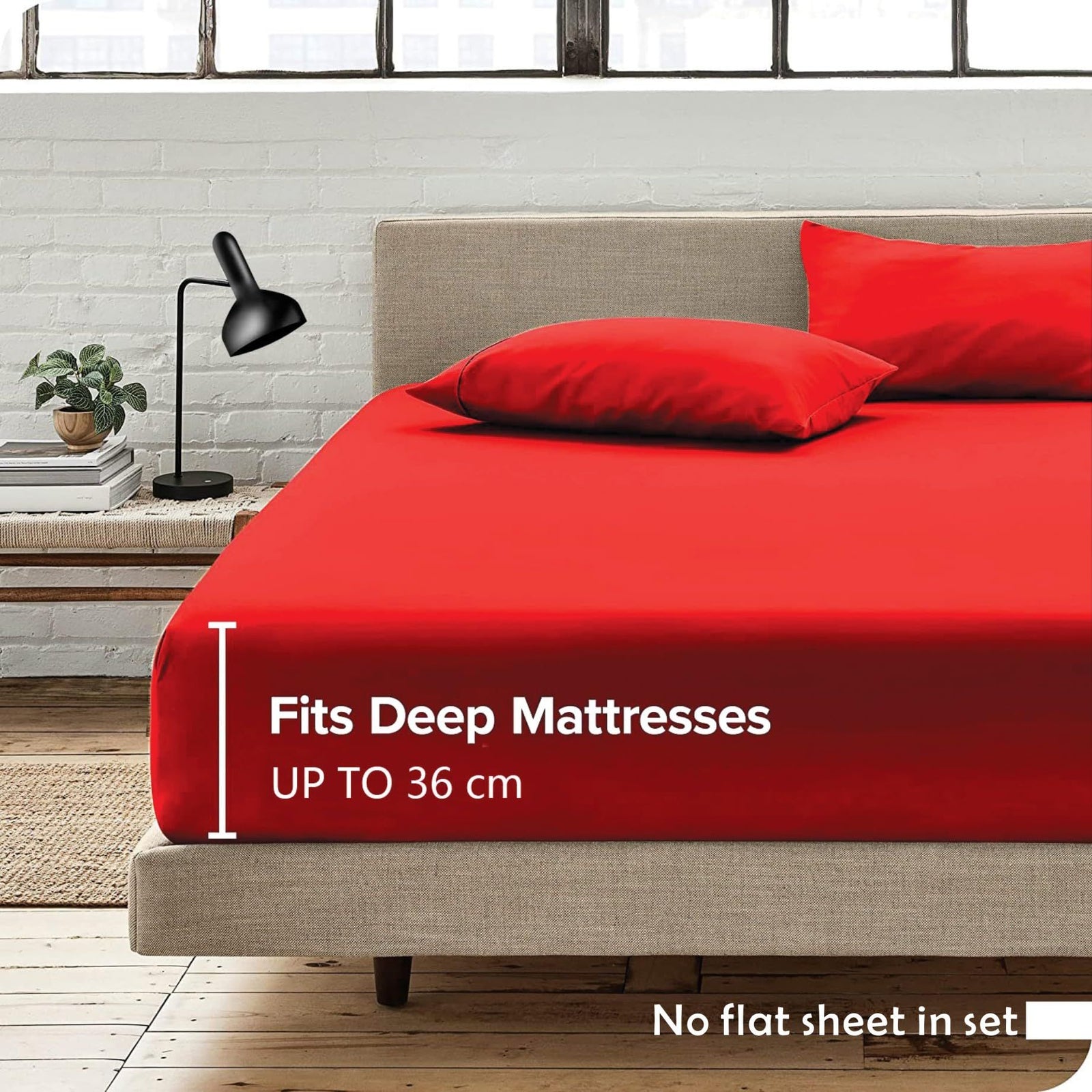 Hotel Quality Fitted Sheet - 1 Piece Fitted Sheet -Breathable Bedding - Wrinkle, Fade, Stain Resistant- 16inch/40cm Deep Pocket Fitted Bed Sheet-Wrinkle and Fade Resistant,(Red,Single)