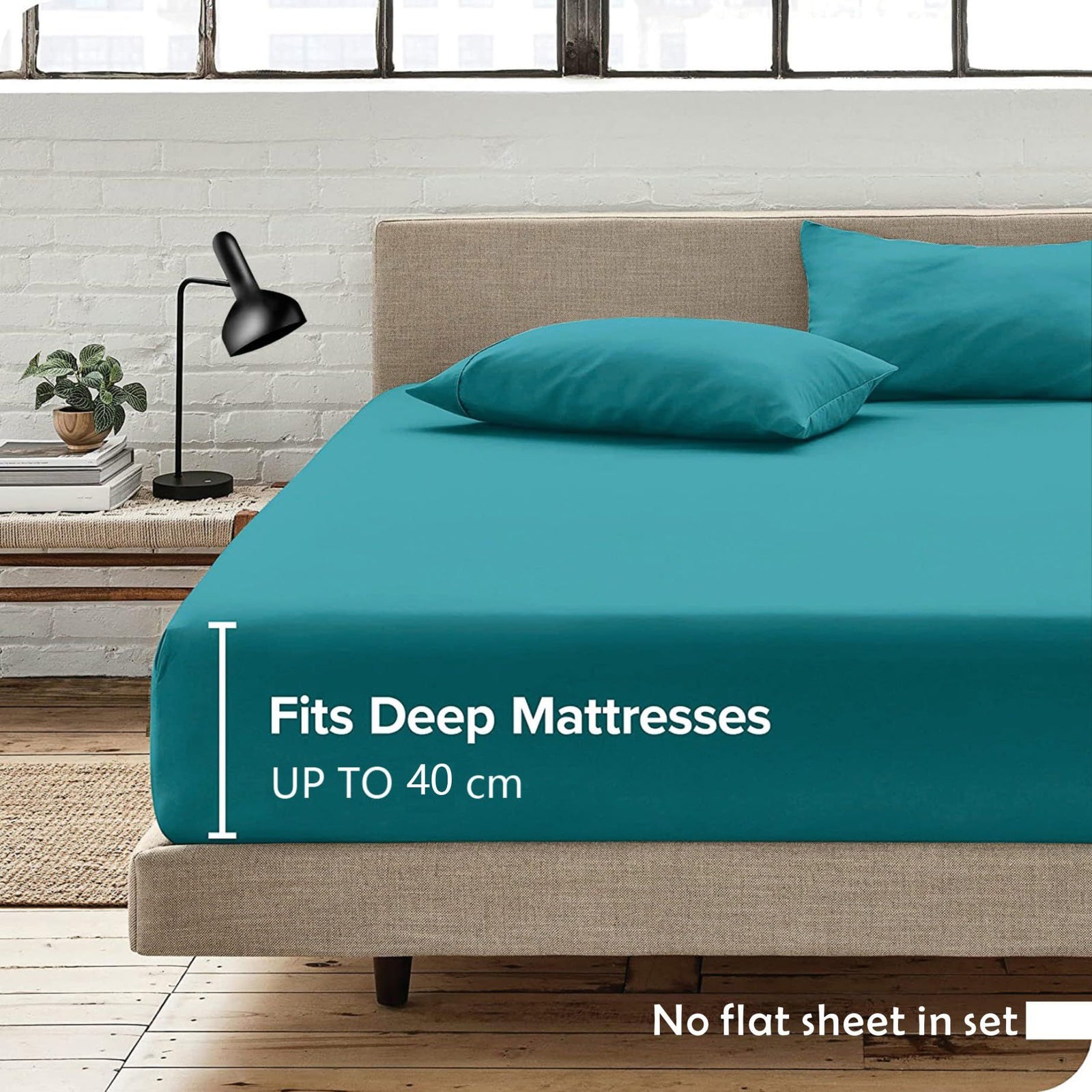 Hotel Quality Fitted Sheet - 1 Piece Fitted Sheet -Breathable Bedding - Wrinkle, Fade, Stain Resistant- 16inch/40cm Deep Pocket Fitted Bed Sheet-Wrinkle and Fade Resistant,(Biscay blue,Single)