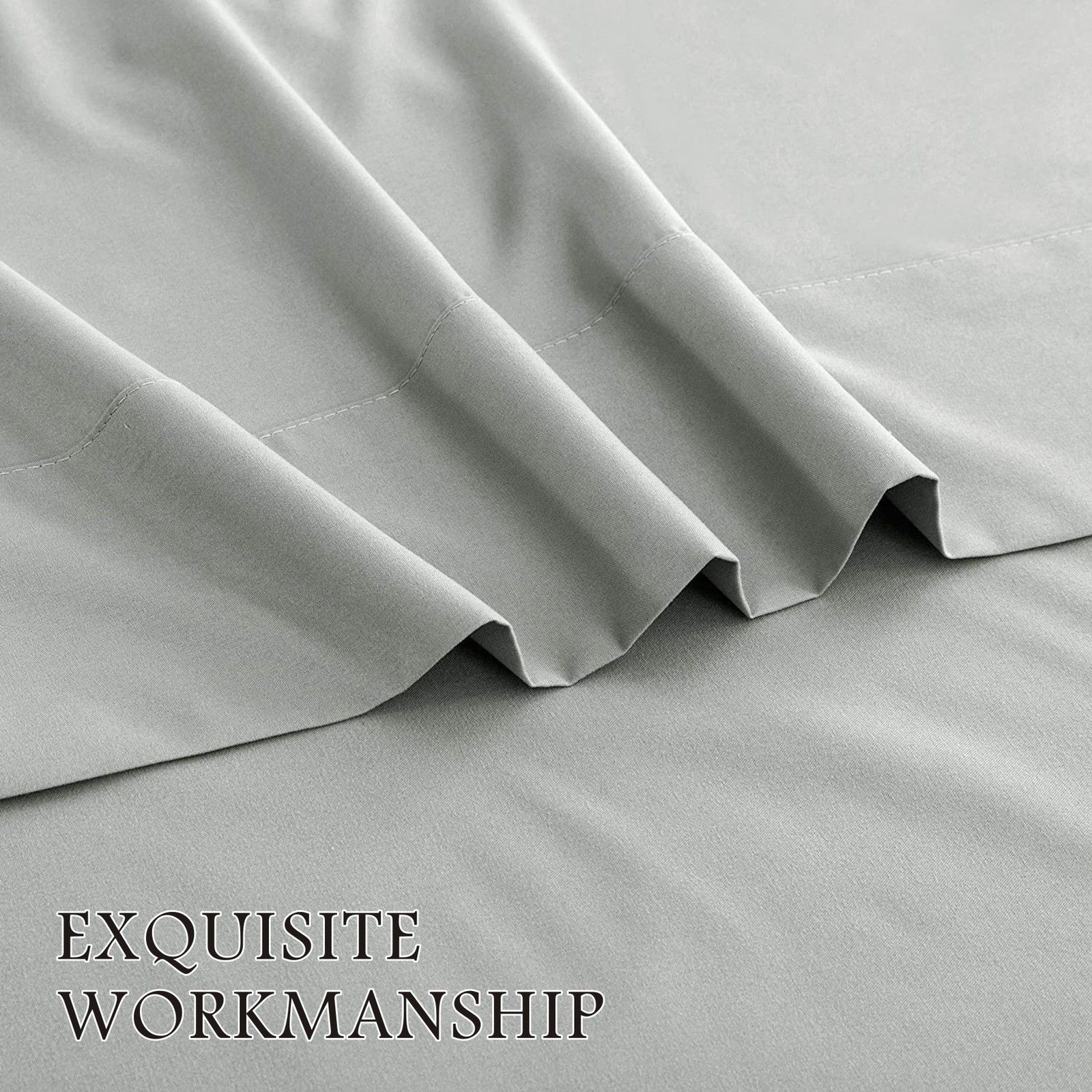 4 Piece Bed Sheet Set- Bedding Sheets & Pillowcases -Breathable Bedding - Wrinkle, Fade, Stain Resistant-Deep Pocket Flat Fitted Bed Sheet Set(Silver-gray,Super King)