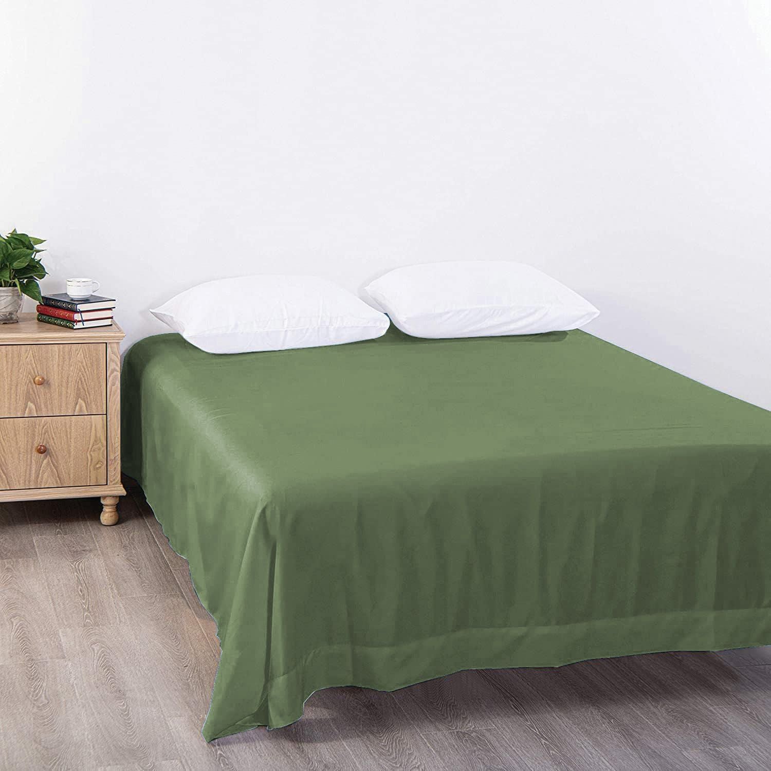 Elegant Comfort Premium Hotel Quality 1-Piece Super King Flat Sheet, Luxury and Softest 2000 Thread Count Bedding Flat Sheet(Super King,Olive green)