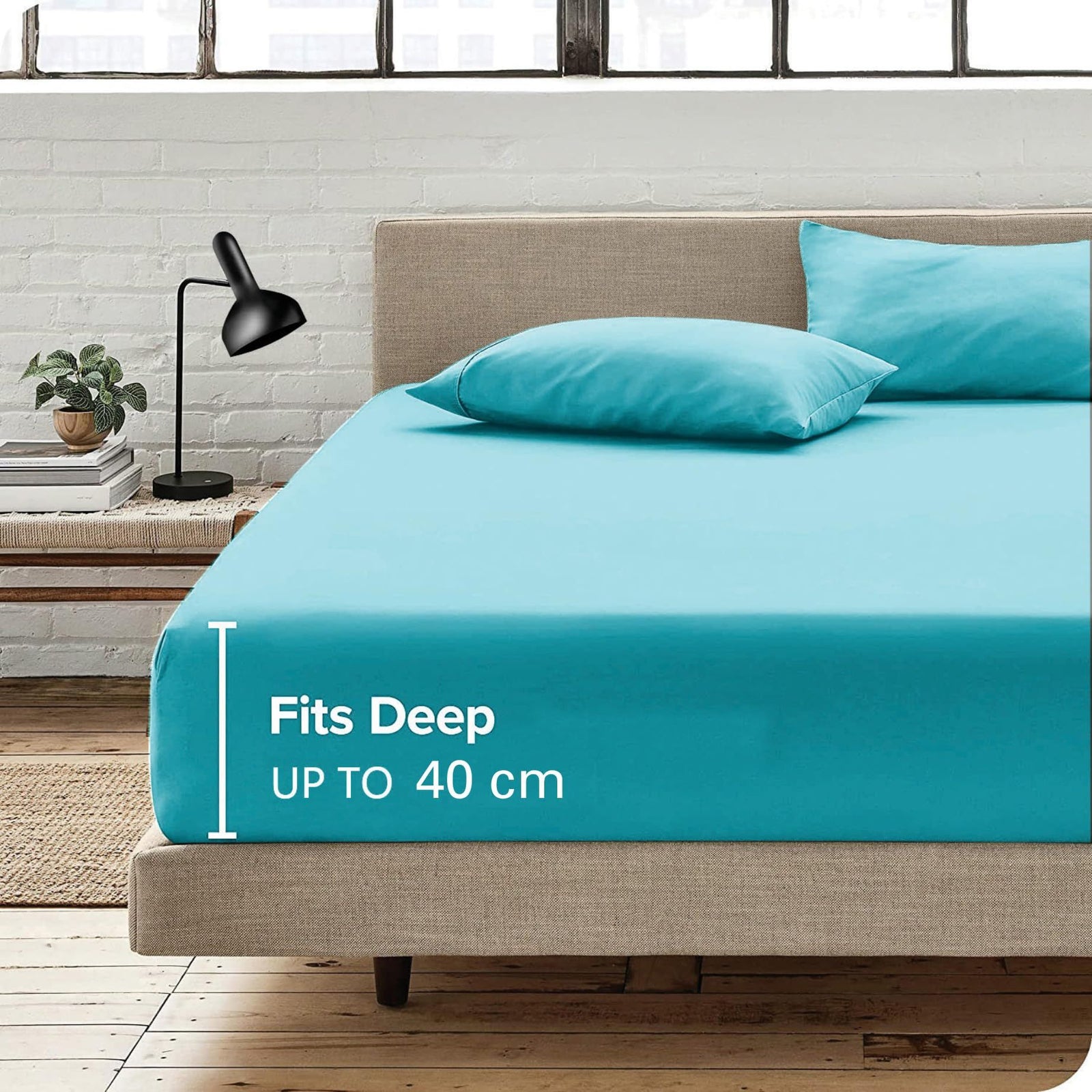 Hotel Quality Fitted Sheet - 1 Piece Fitted Sheet -Breathable Bedding - Wrinkle, Fade, Stain Resistant- 16inch/40cm Deep Pocket Fitted Bed Sheet-Wrinkle and Fade Resistant,(Ice blue,Super King)
