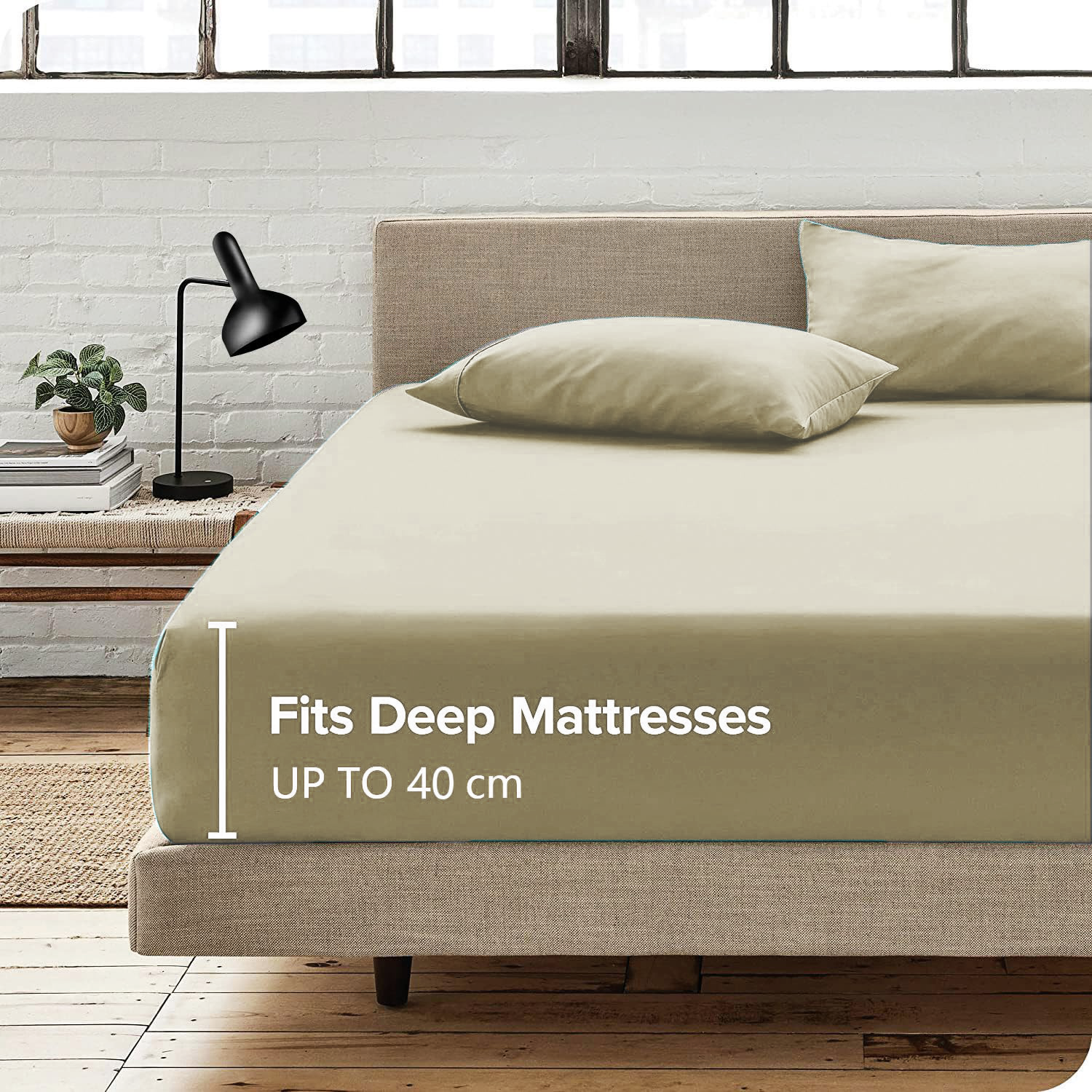 Hotel Quality Fitted Sheet - 1 Piece Fitted Sheet -Breathable Bedding - Wrinkle, Fade, Stain Resistant- 16inch/40cm Deep Pocket Fitted Bed Sheet-Wrinkle and Fade Resistant,(Cream White,Super King)