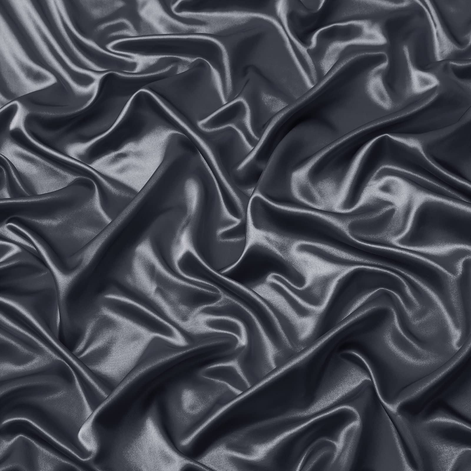 Satin Fitted Sheet Set Hotel 3 Pieces Fitted Sheet with Pillowcase, Art Silk Bedding Set-Luxury Soft Silky Sheets for Hair and Skin, Similar to Silk Fitted Sheets Set 3 Pieces(Double,Grey)