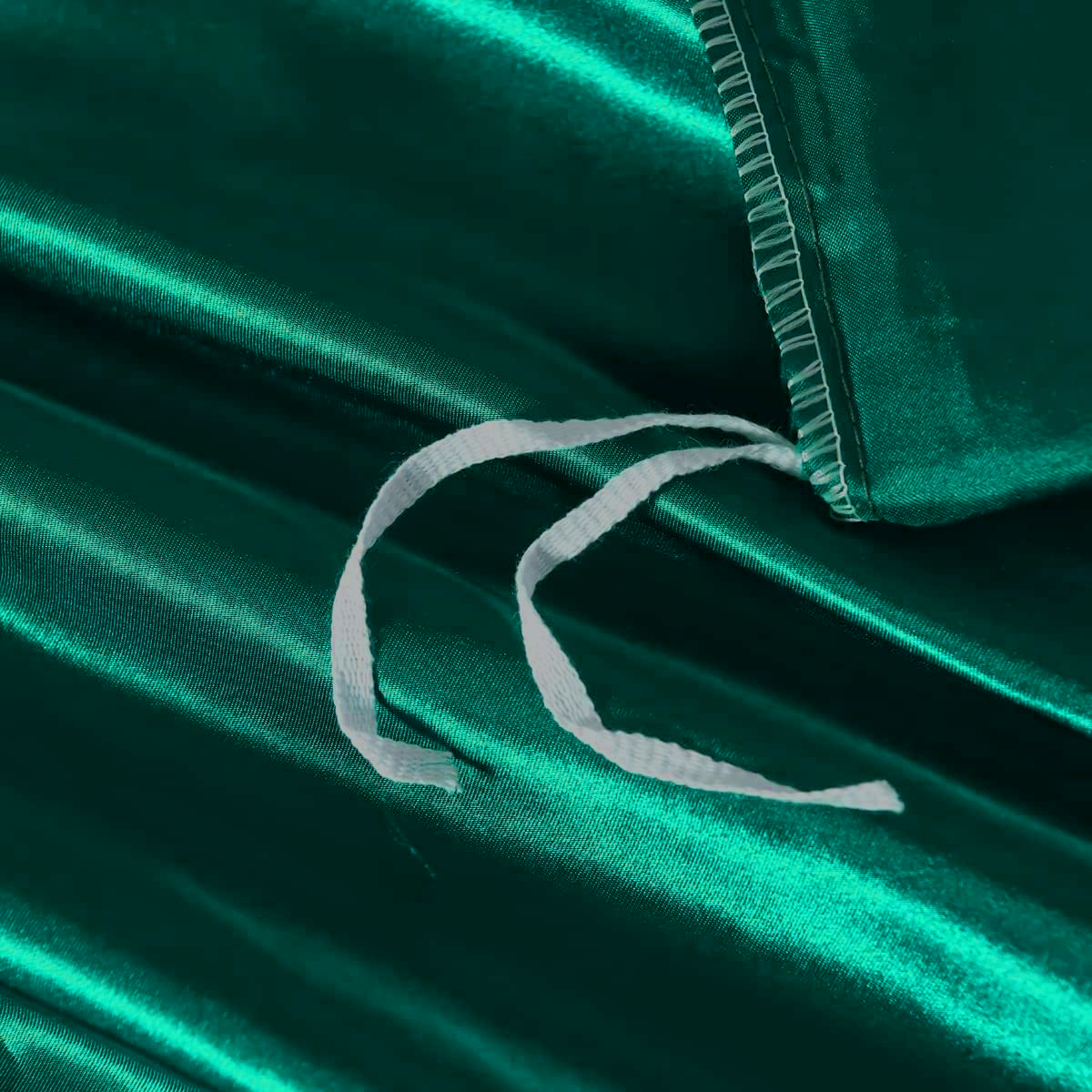 Satin Quilt cover Set Hotel 3 Pieces Quilt cover with Pillowcase, Art Silk Bedding Set-Luxury Soft Silky pillowcase for Hair and Skin, Similar to Silk Duvet/Donna Cover Set- 3 Pieces(Super King,Green)
