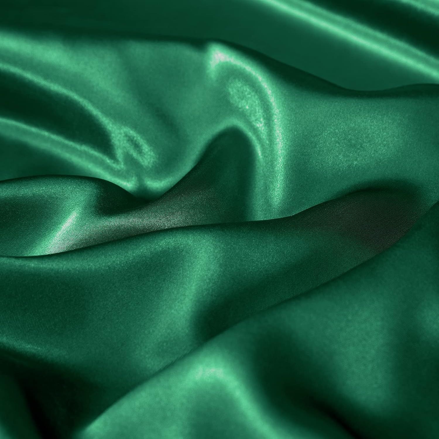 Satin Quilt cover Set Hotel 3 Pieces Quilt cover with Pillowcase, Art Silk Bedding Set-Luxury Soft Silky pillowcase for Hair and Skin, Similar to Silk Duvet/Donna Cover Set- 3 Pieces(Super King,Green)