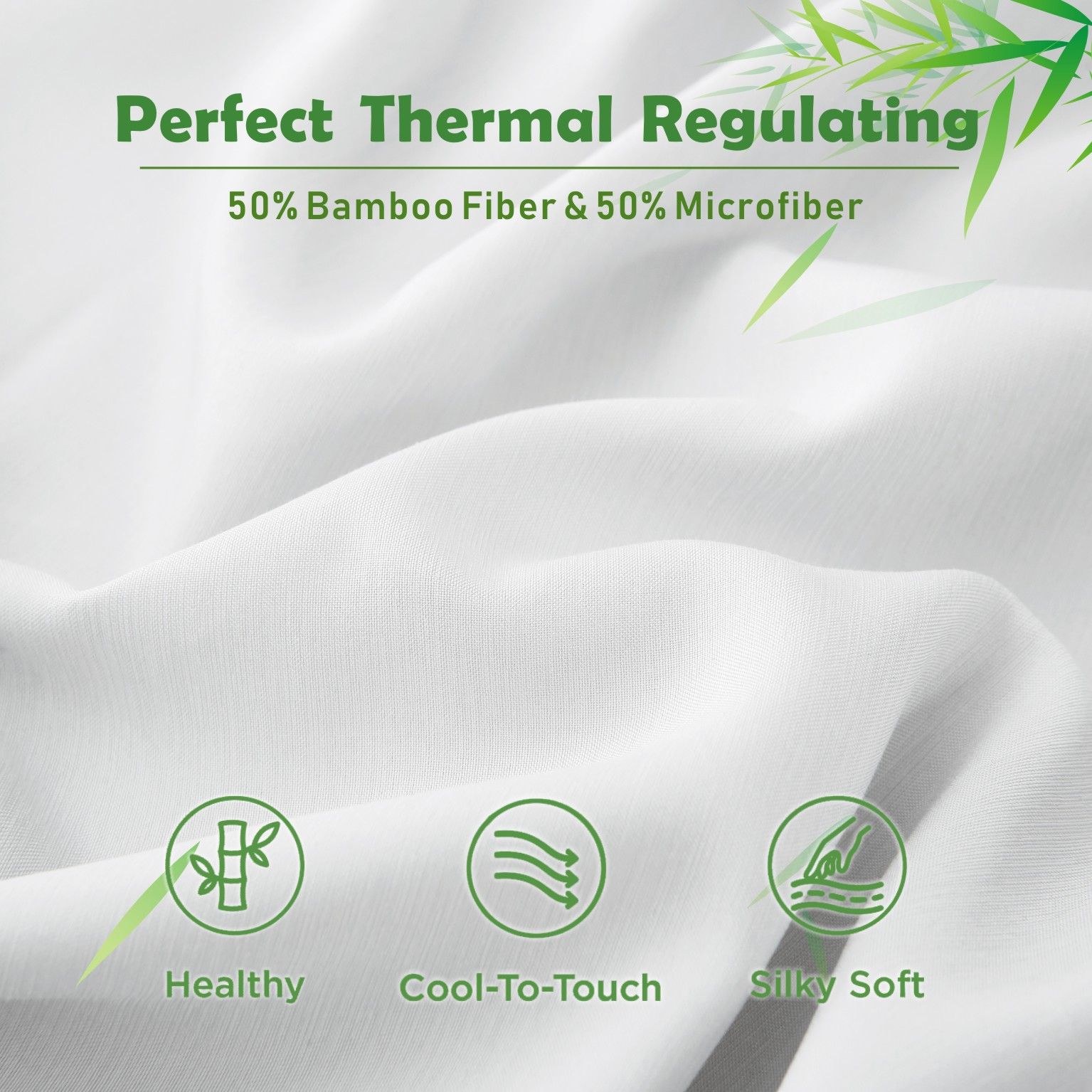 3 Piece Hotel Bamboo Cooling Fitted Sheet Set & Pillowcase -Ultra Soft 2000TC Breathable Fitted Bed Sheets Set with 37 Centimetre Deep Pocket-Cooling Sheets for Hot Sleepers(White,Super King)