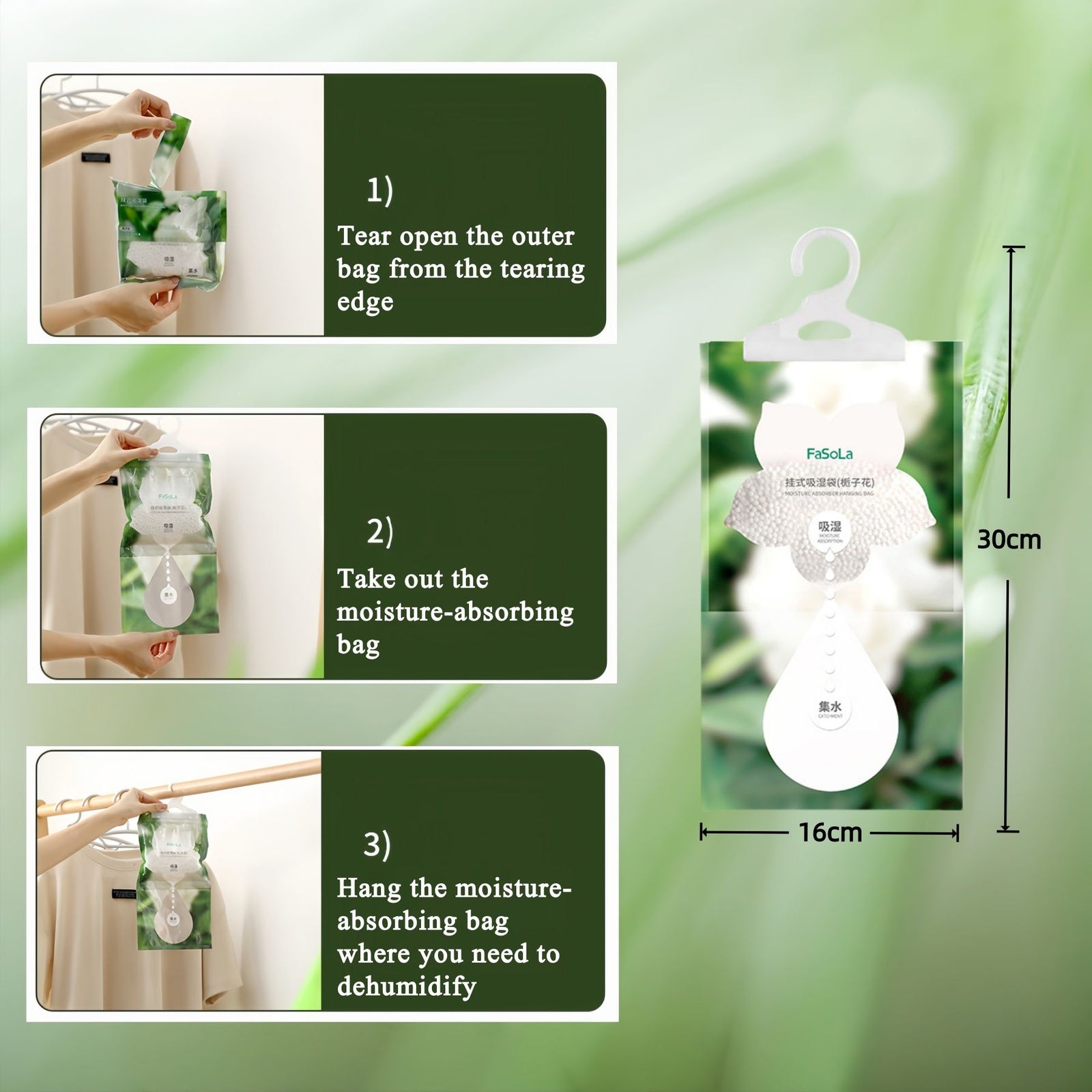 Moisture Absorber Bags & Scented Wardrobe Fresheners (9-Pack), Gardenia Scented Dehumidifier & Hanging Closet Sachets for Dampness & Odor Removal in Wardrobes, Cars & Bathrooms