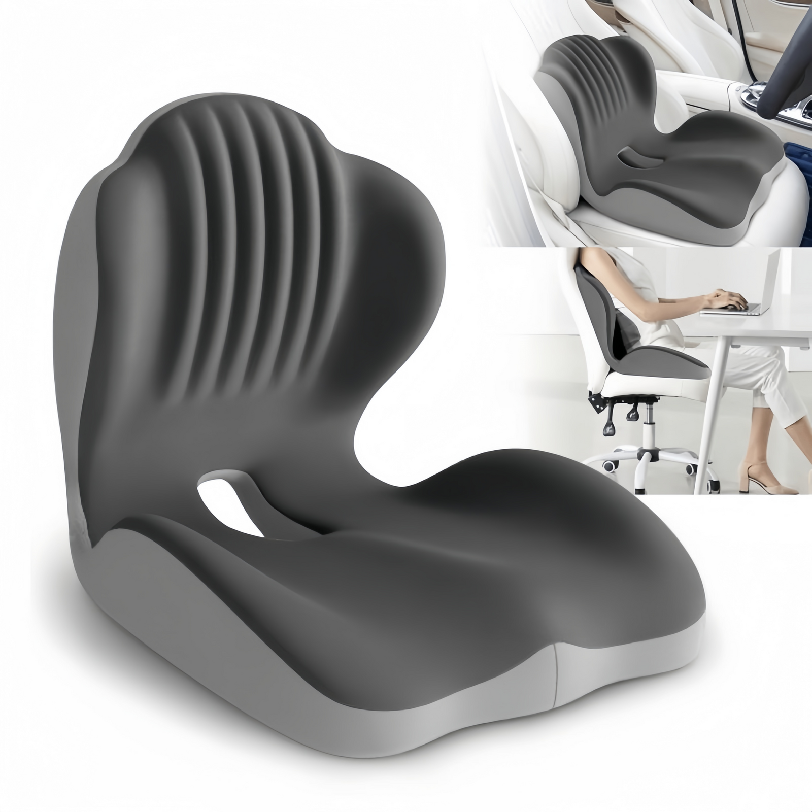 Office Chair Cushion with Lumbar Support Pillow Memory Foam Seat Cushions Ergonomic Back Pillow for Sciatica Pain Relief & Back Pain Relief, Car Seat Cushion & Back Support