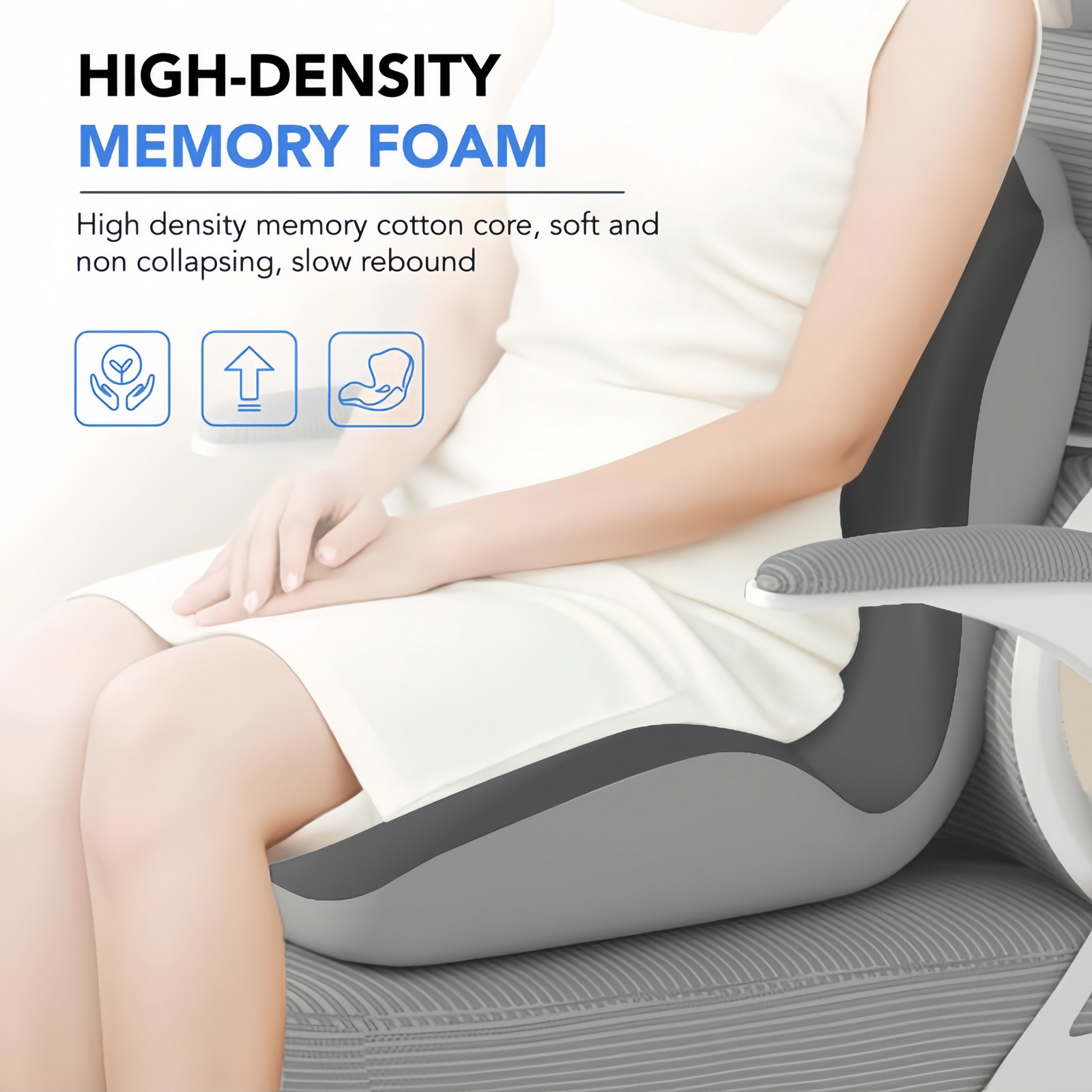 Office Chair Cushion with Lumbar Support Pillow Memory Foam Seat Cushions Ergonomic Back Pillow for Sciatica Pain Relief & Back Pain Relief, Car Seat Cushion & Back Support