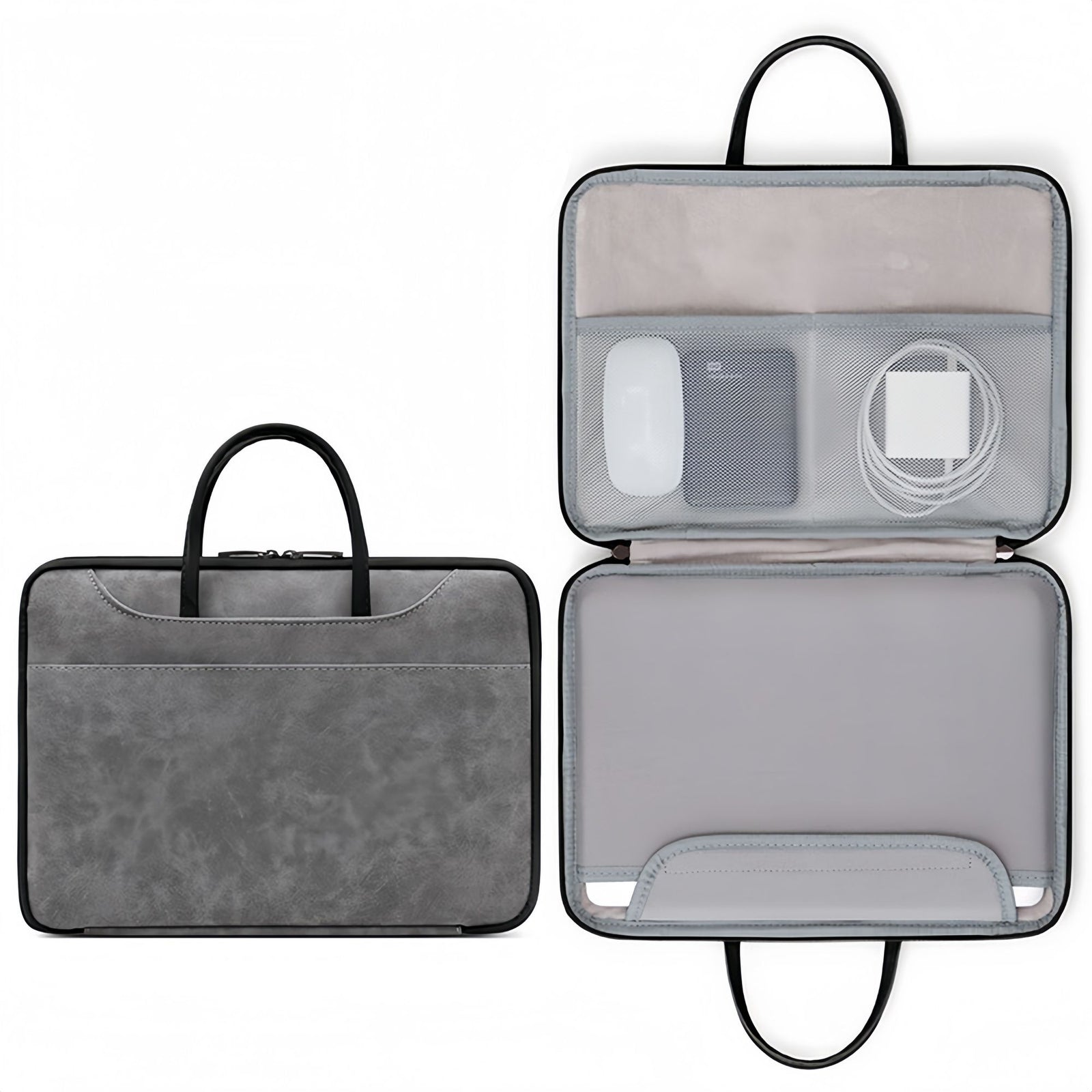 14 Inch PU Leather Laptop Bag, Portable Waterproof Laptop Case, Full Opening and Closing Sleeve Handbag, Briefcase for MacBook Air, Ipad, Business Travel