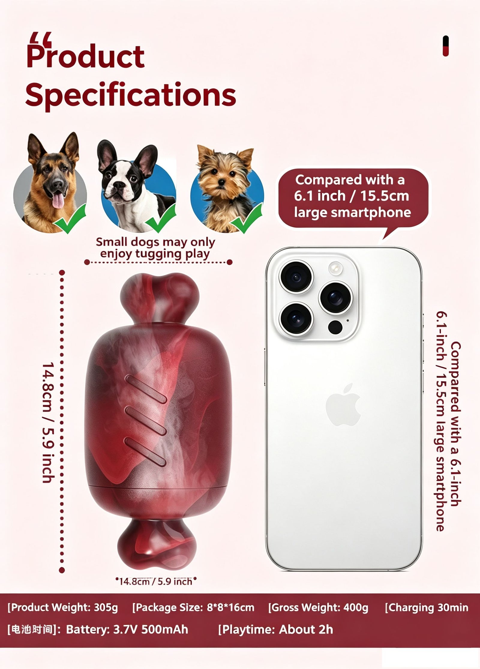 Smart Automatic Rolling Chew-Resistant Electric Bone Dog Toy