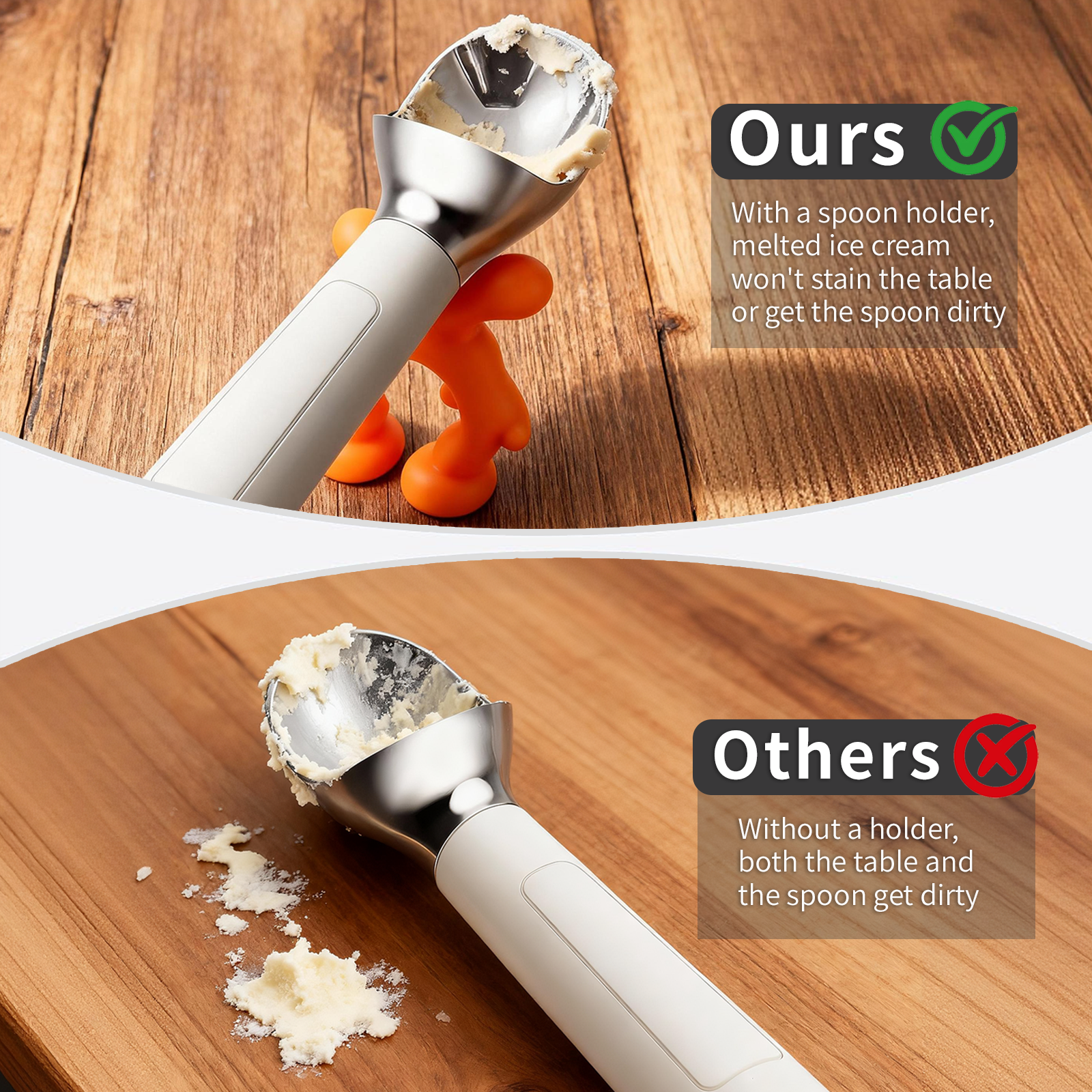 Heated Ice Cream Scoop, Rechargeable Electric Warming Scooper, Heats to for Hard Ice Cream, Waterproof, Easy for Seniors & Kids (White,17.8*4.3cm)