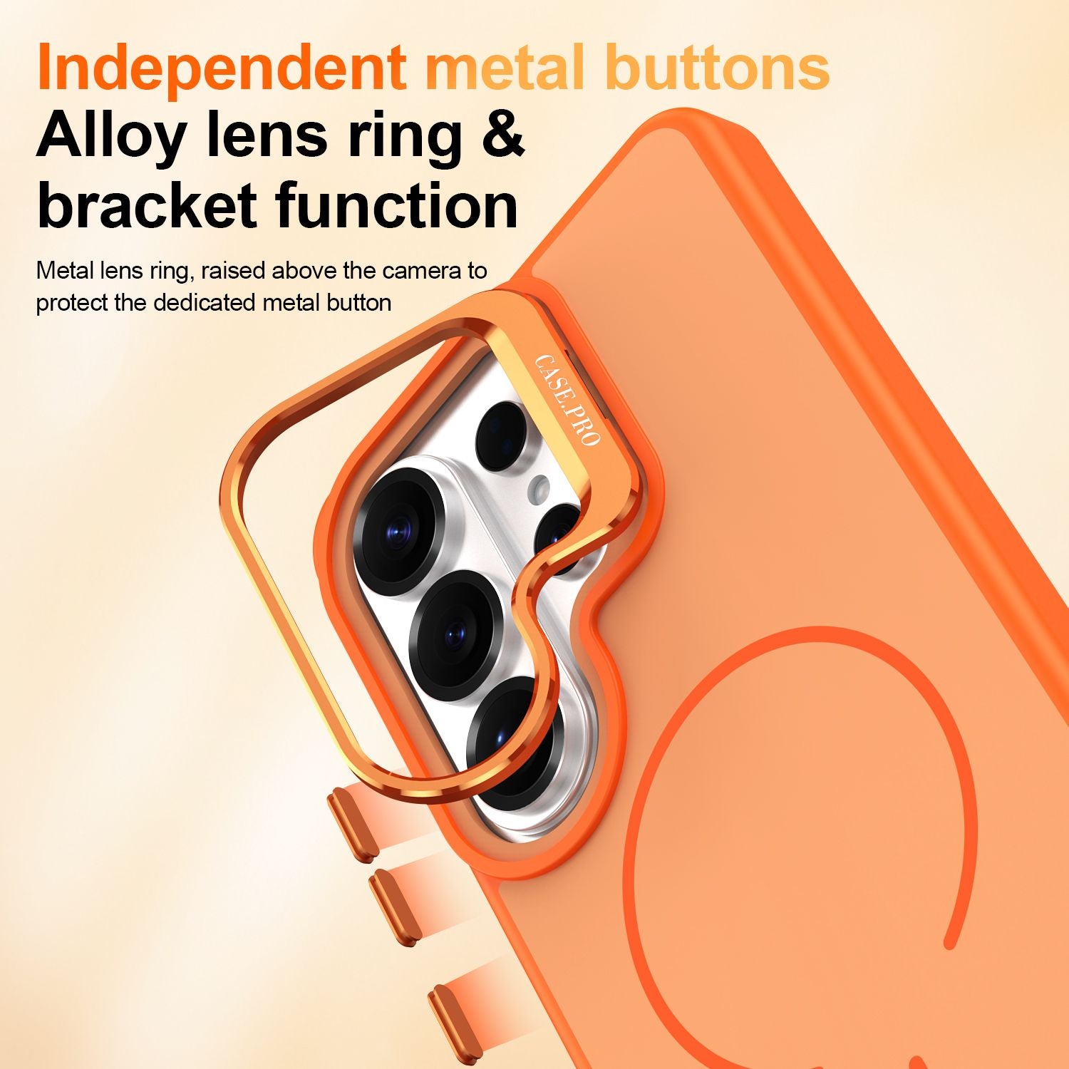 Samsung Galaxy S26 Ultra Case with Lens Kickstand, Support Wireless Charging, Military-Grade Shockproof Protection Slim Magnetic Case, Orange