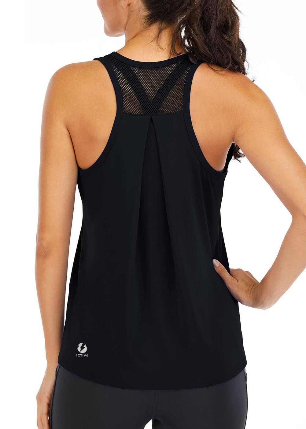 Loose Racerback Tank Top for Workout, Running, Yoga and Daily Gym Activities, M (Black)