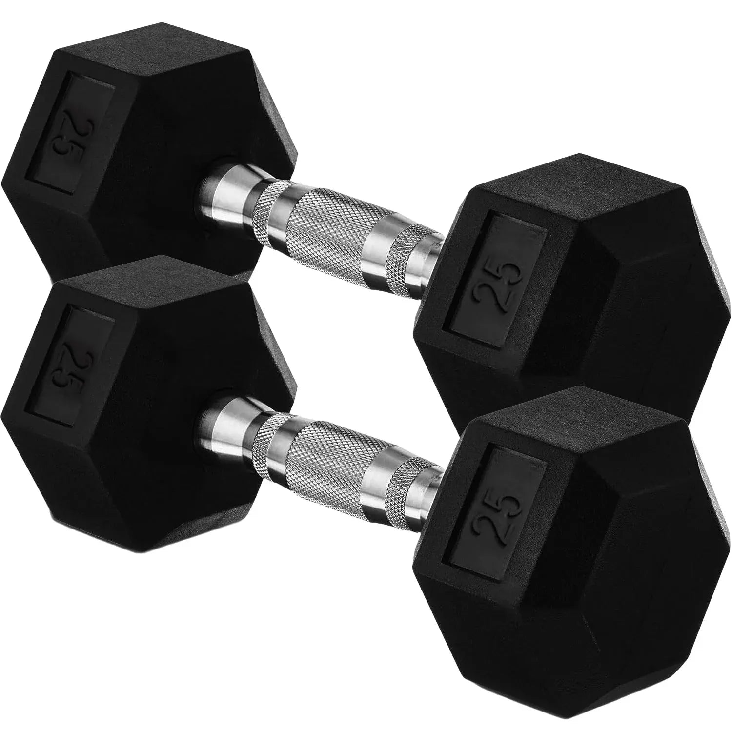 20lb to 45lb Rubber Coated Hex Dumbbells (sold in pairs) — Pair of 20LB / ~9kg