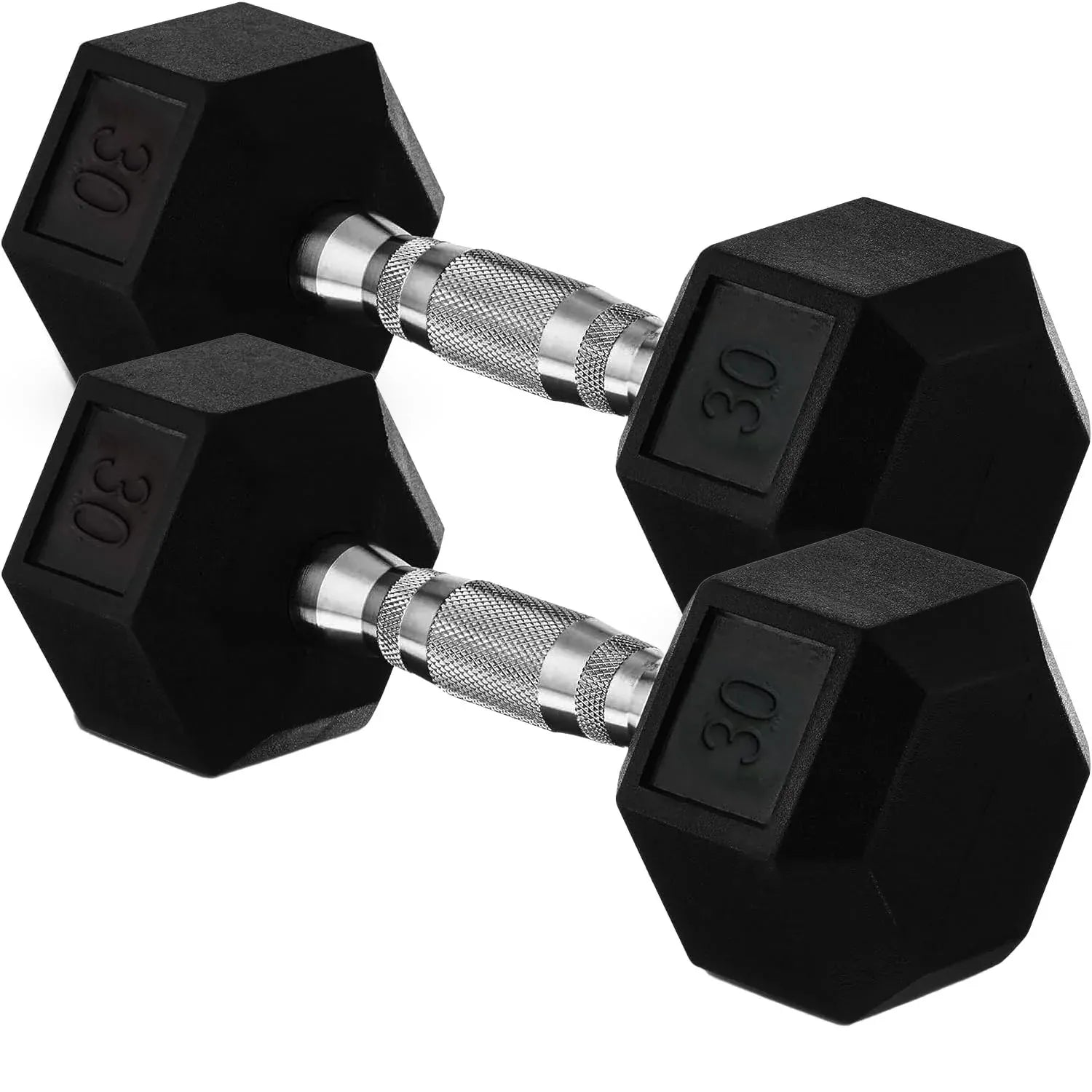 20lb to 45lb Rubber Coated Hex Dumbbells (sold in pairs) — Pair of 30LB / ~13.5kg