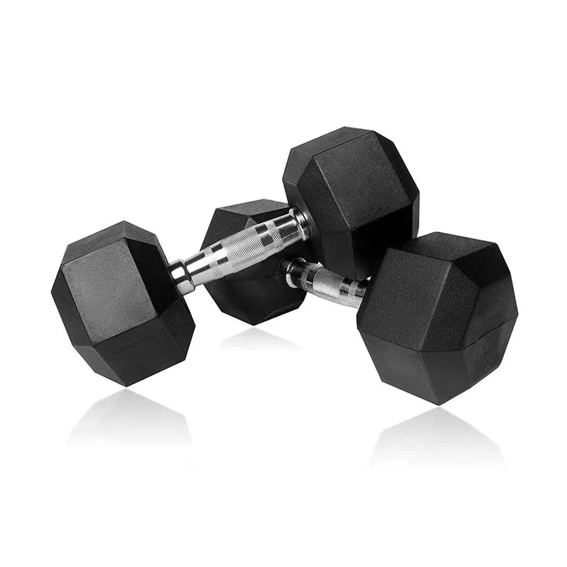 Pair of 47.5kg Rubber Hex Dumbbells