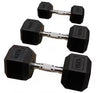 Pair of 47.5kg Rubber Hex Dumbbells