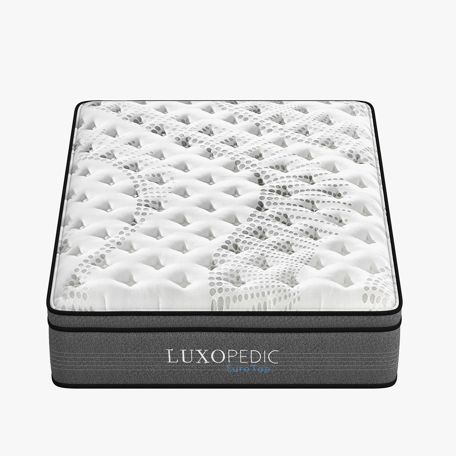 Luxopedic Pocket Spring Mattress 5 Zone 32CM Euro Top Memory Foam Medium Firm - Single - White Grey