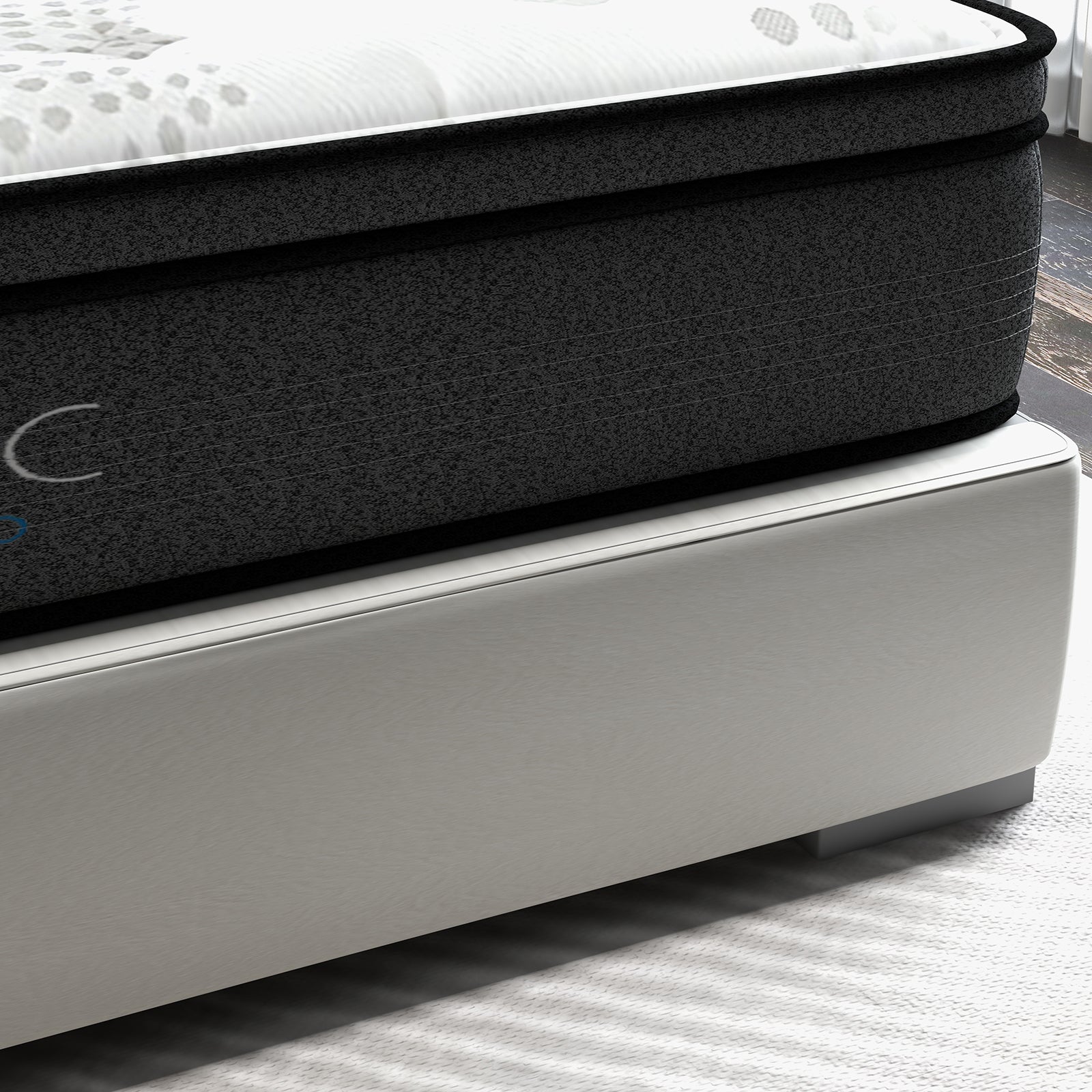 Luxopedic Pocket Spring Mattress 5 Zone 32CM Euro Top Memory Foam Medium Firm - King Single - White Grey