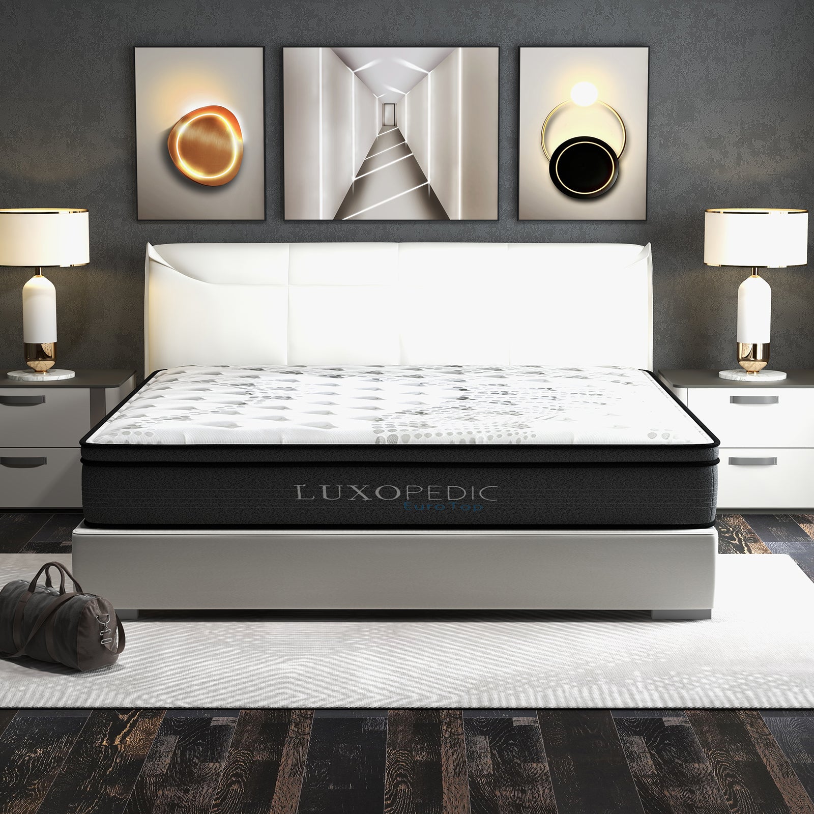 Luxopedic Pocket Spring Mattress 5 Zone 32CM Euro Top Memory Foam Medium Firm - King Single - White Grey