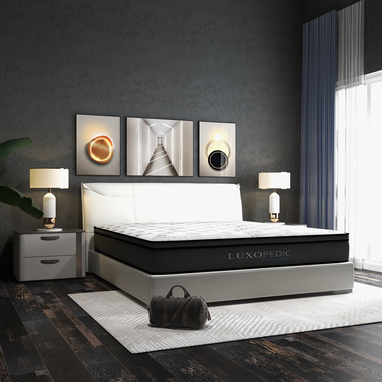 Luxopedic Pocket Spring Mattress 5 Zone 32CM Euro Top Memory Foam Medium Firm - King Single - White Grey