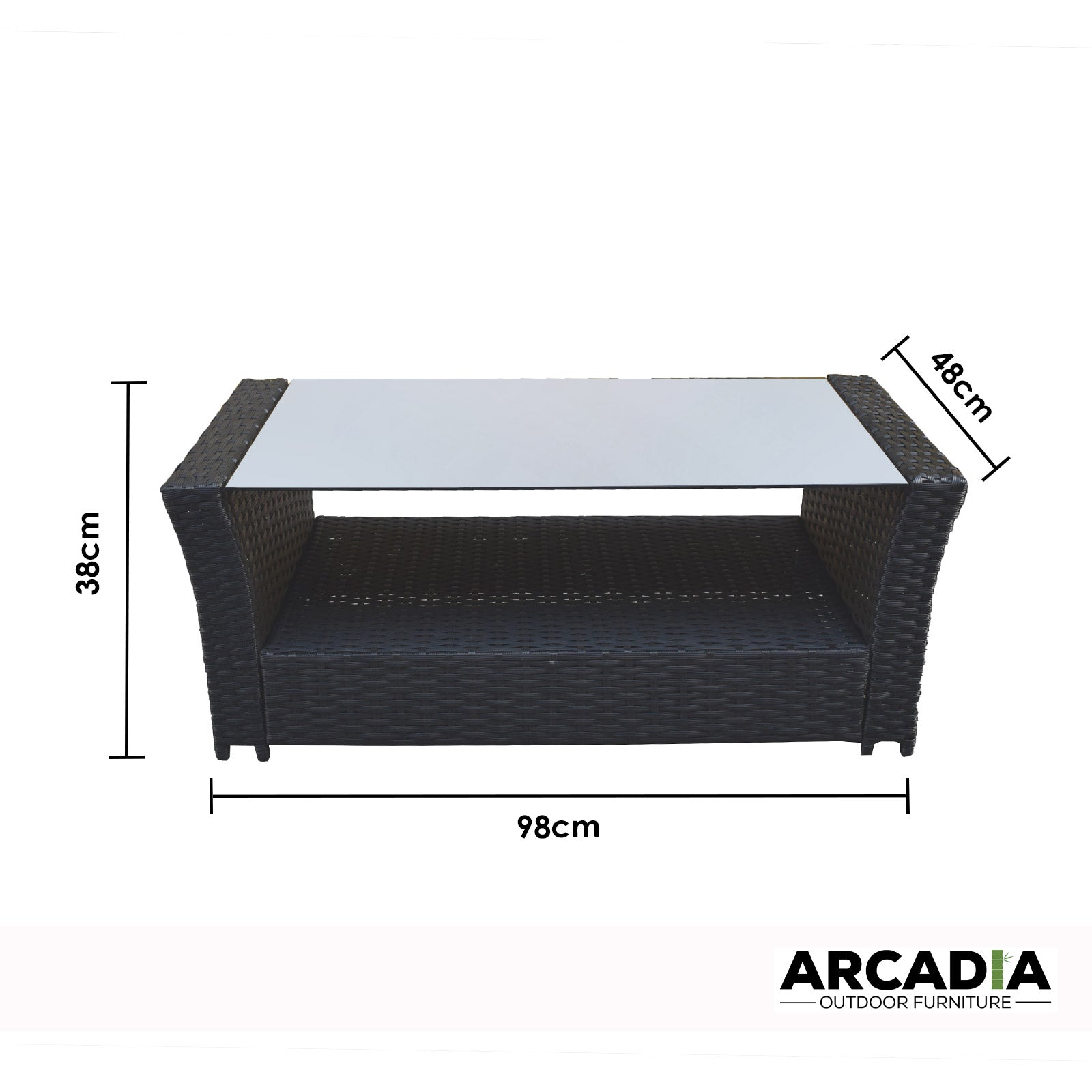 Arcadia Furniture Outdoor 4 Piece Sofa Lounge Set Wicker Rattan Garden - Black and Grey