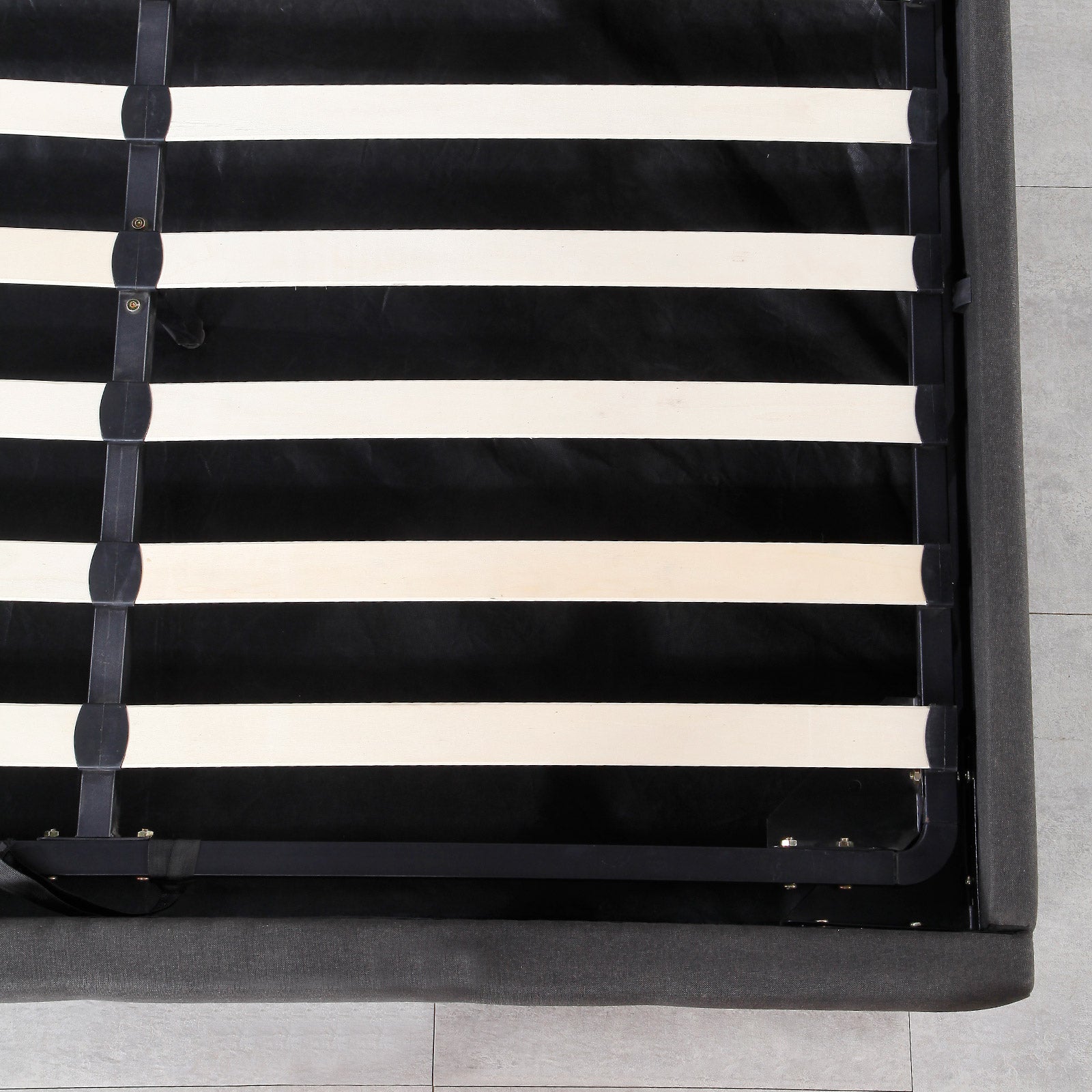 Milano Decor Eden Gas Lift Bed With Headboard Platform Storage Dark Grey Fabric - King Single - Dark Grey