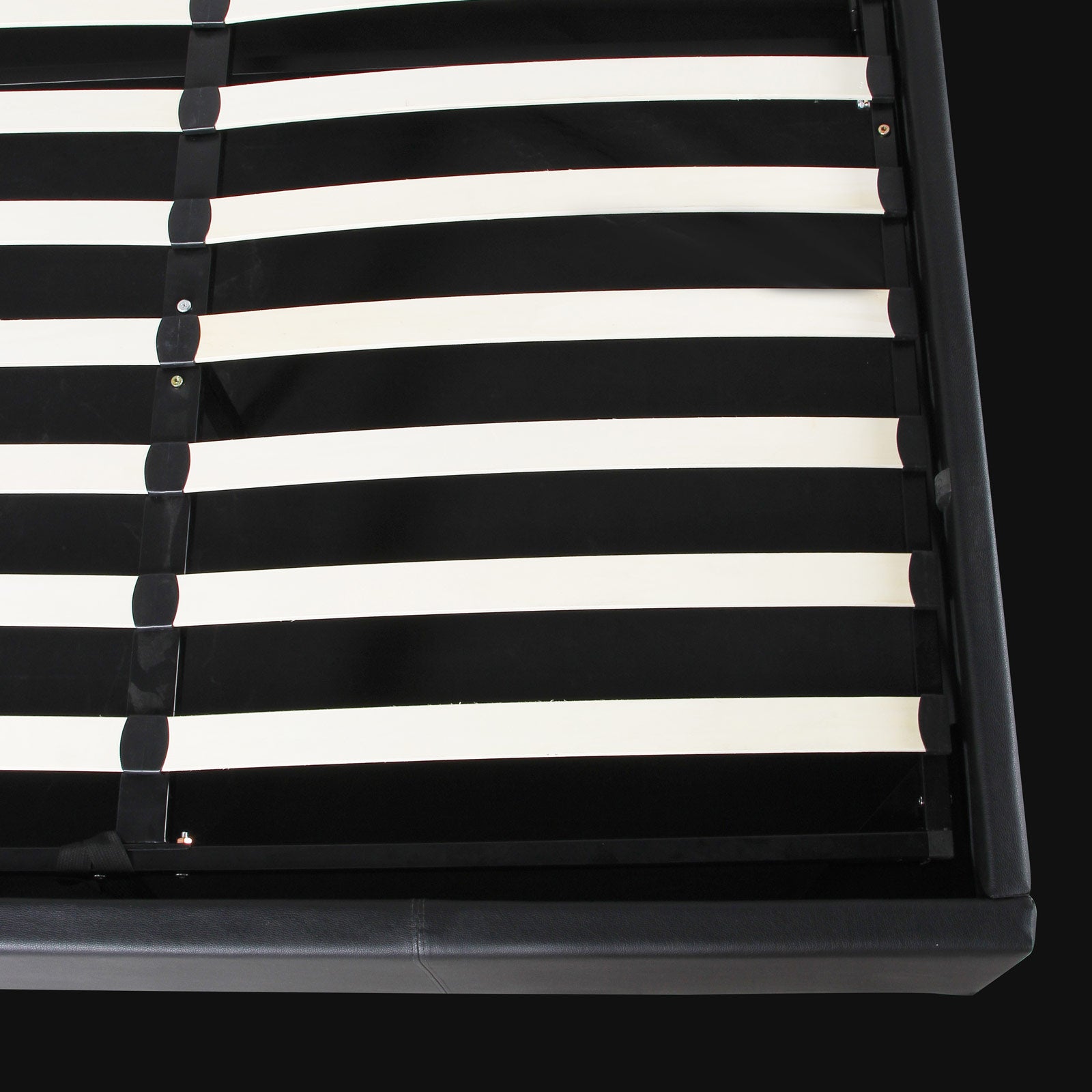 Milano Luxury Gas Lift Bed Frame And Headboard Double Queen King Black Dark Grey - Double - Black