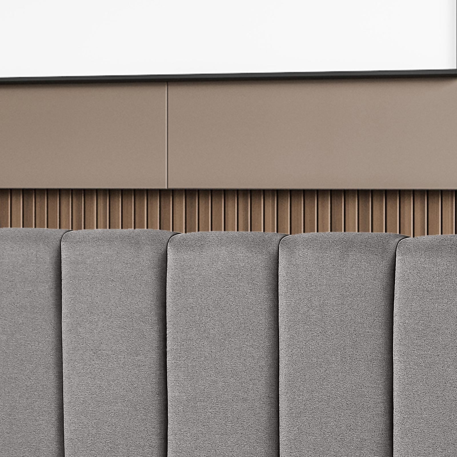 Milano Decor Valencia Mid Grey Bed Head Headboard Bedhead Upholstered - King - Mid Grey