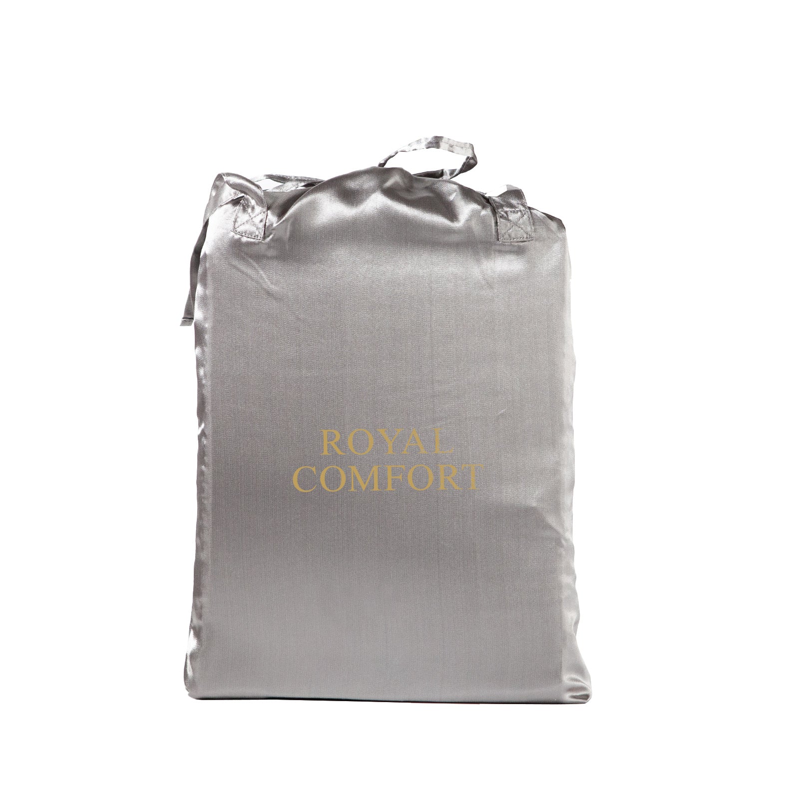 Royal Comfort Satin Sheet Set 3 Piece Fitted Sheet Pillowcase Soft - Queen - Charcoal
