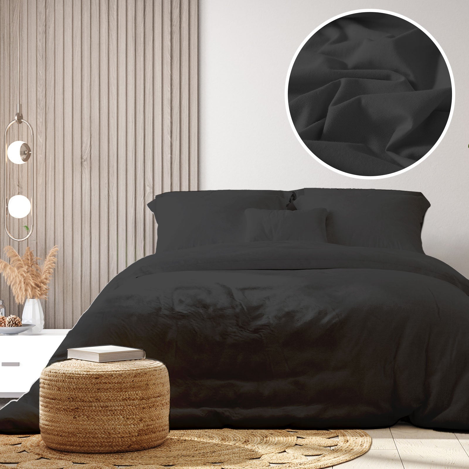 Royal Comfort 100% Jersey Cotton Quilt Cover Set Ultra Soft Bedding Luxurious - Queen - Charcoal Marle