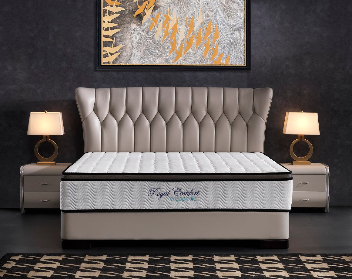 Ergopedic Mattress 5 Zone Latex Pocket Spring Mattress In A Box 30cm - Double - White Grey Black