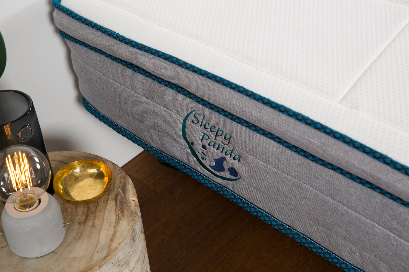 Sleepy Panda Mattress 5 Zone Pocket Spring EuroTop Medium Firm 30cm Thickness - Single - White Grey Blue