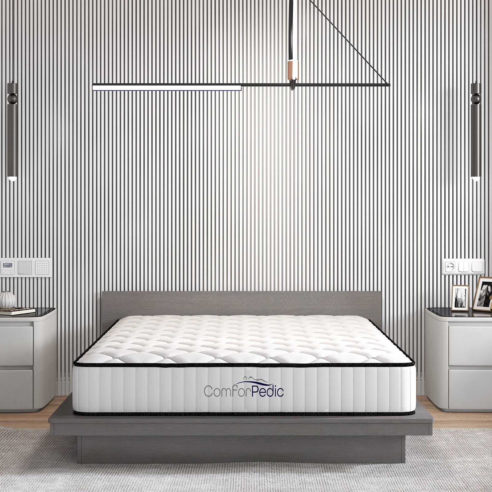 Comforpedic Mattress 5 Zone Medium Support Foam Bonnell Spring 21CM - King - White Black