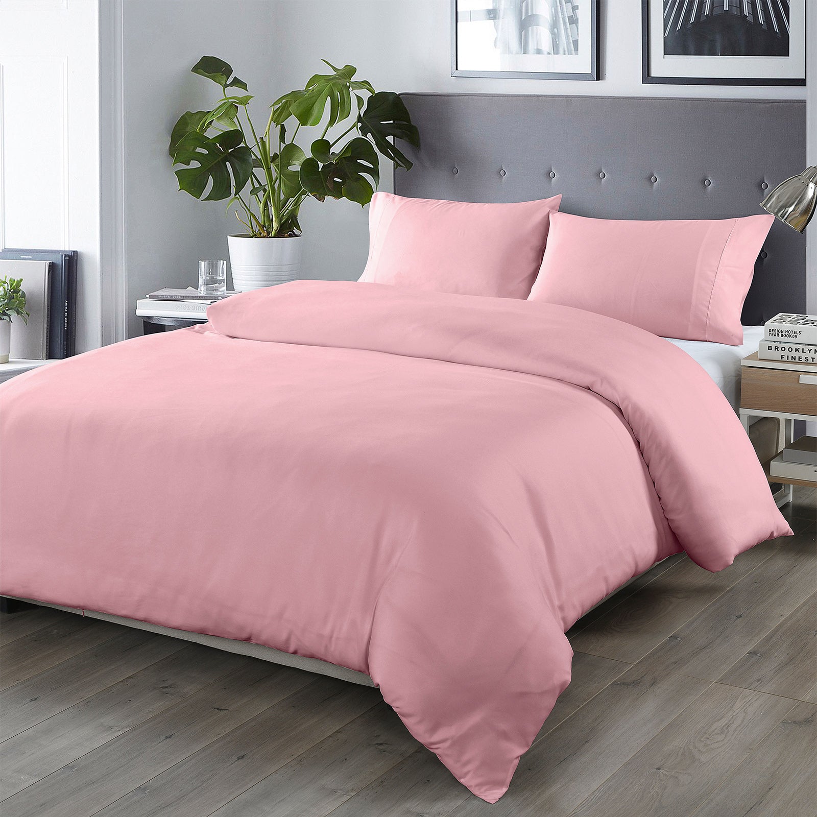 Royal Comfort Bamboo Blended Quilt Cover Set 1000TC Ultra Soft Luxury Bedding - Queen - Blush