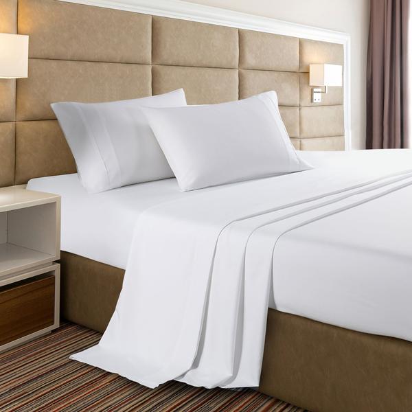 Royal Comfort 350GSM Bamboo Quilt 2000TC Sheet Set And 2 Pack Duck Pillows Set - Queen - White