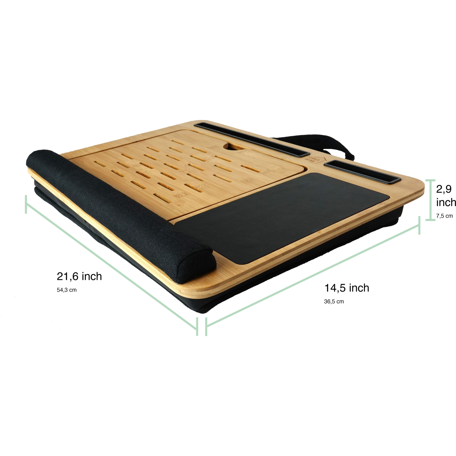 CARLA HOME Bamboo Laptop Lap Desk with Cushion and Angle Adjustable for Office and Home