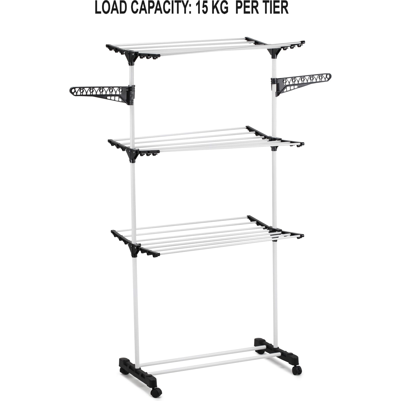 CARLA HOME Folding 3 Tier Clothes Laundry Drying Rack with Stainless Steel Tubes for Indoor & Outdoor Home