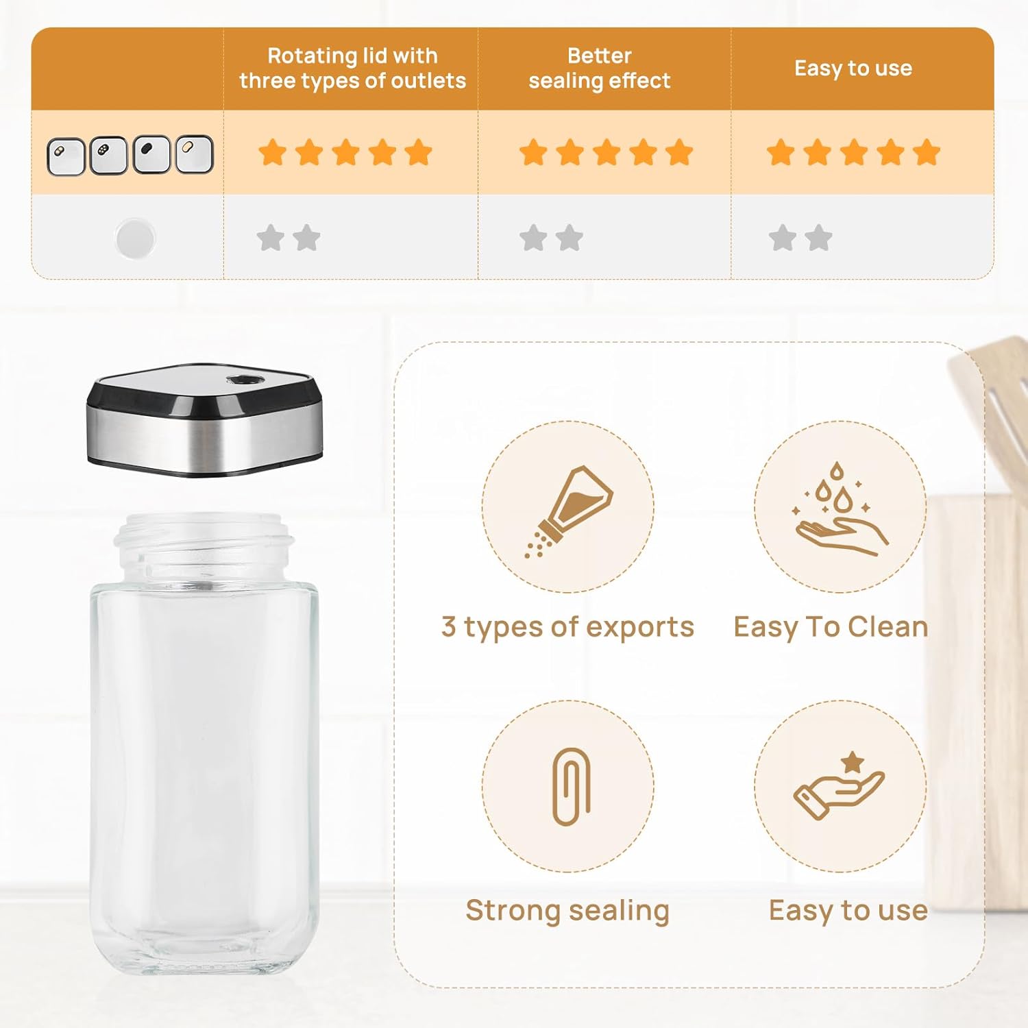 CARLA HOME Rotating Spice Rack Organizer with 20 Glass Jars for Kitchen Countertop