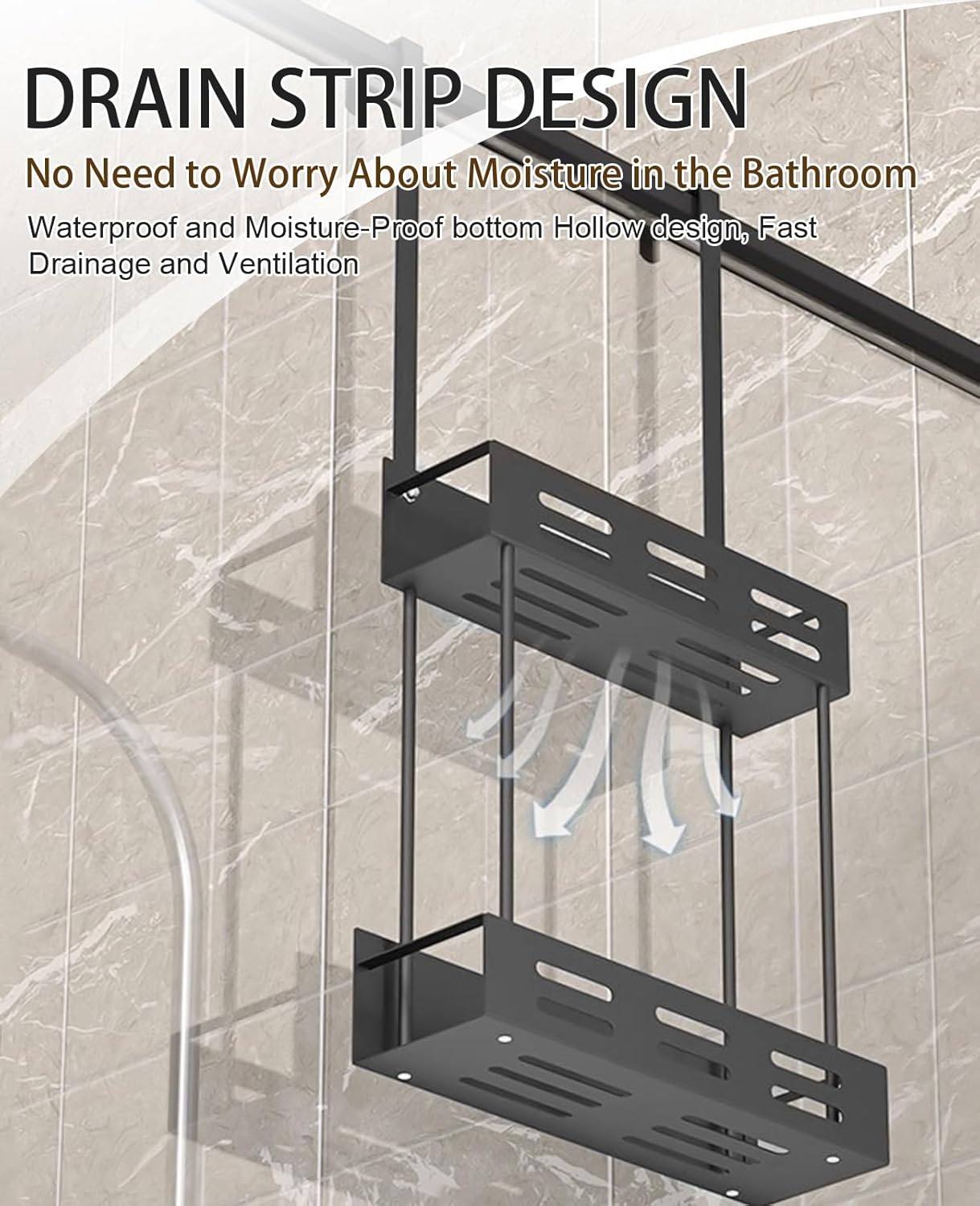 CARLA HOME Over the Door 2-tier Shower Caddy Organizer Shelf with Hooks for Bathroom