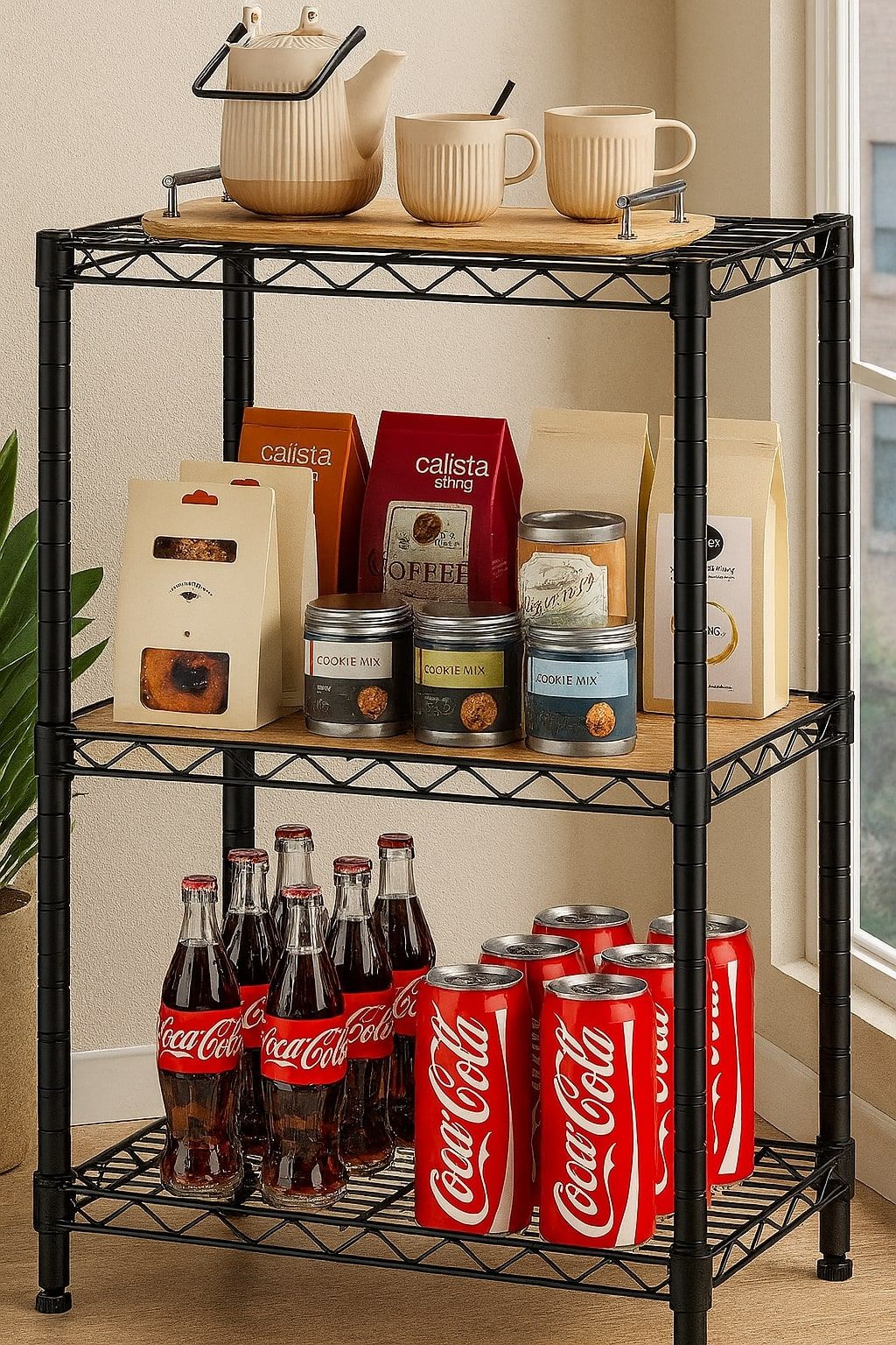 CARLA HOME 3-Tier Adjustable Metal Storage Shelves Wire Rack Organizer for Kitchen, Pantry, Bathroom or Laundry Room (60cm W x 35cm D x 103cm H)