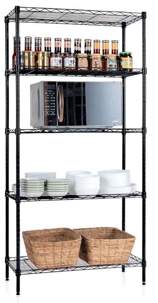 CARLA HOME 5-Tier Adjustable Metal Storage Shelves Wire Rack Organizer for Kitchen, Pantry, Bathroom or Laundry Room (60cm W x 40cm D x 176cm H)