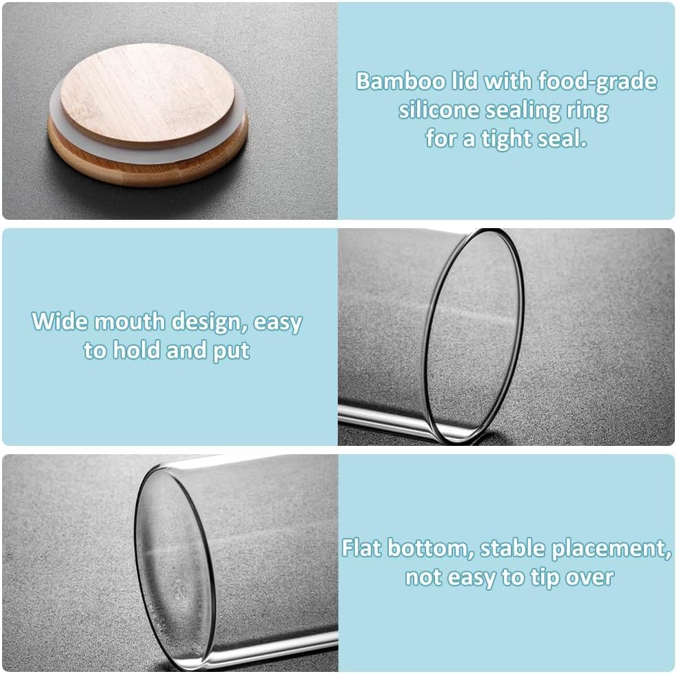 CARLA HOME 12 Pack Glass Storage Jars with Bamboo Lids for Kitchen Pantry, Pasta, Snacks, Cookies, Candy & More